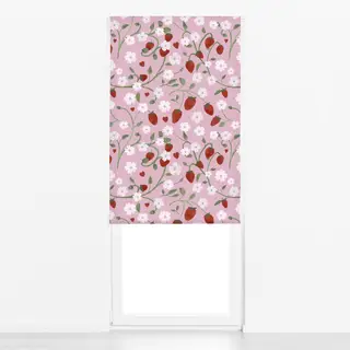 Raffrollo Erdbeeren Herzen Garten Pink