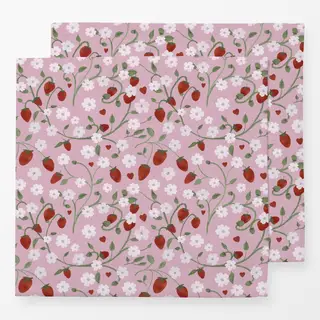 Servietten Erdbeeren Herzen Garten Pink