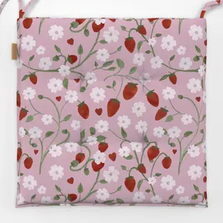 Sitzkissen Erdbeeren Herzen Garten Pink