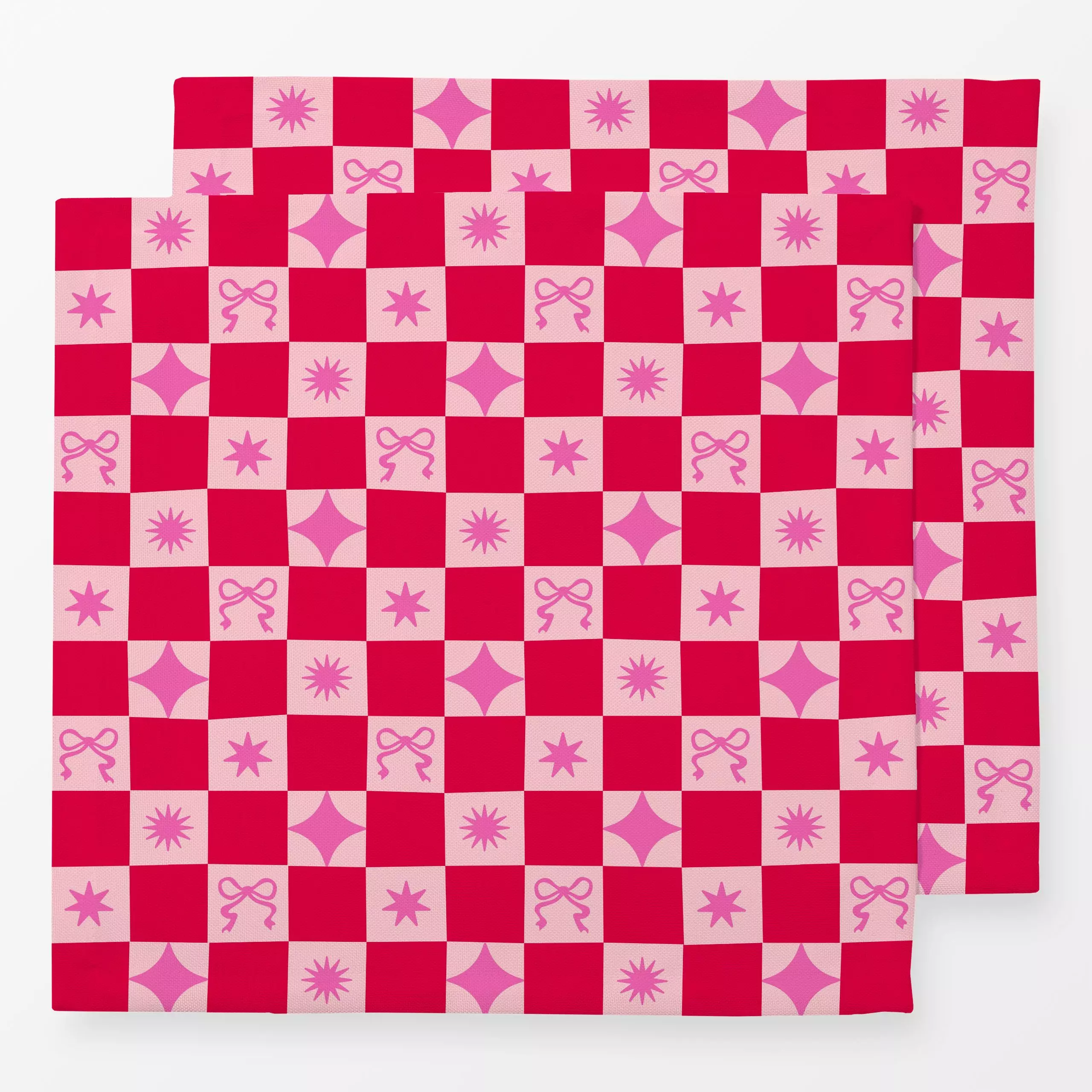 Servietten Christmas Chess Pattern red - Weihnachten, Winter, Symbole & Muster - von „Karen Menzenbach"; Muster, Sterne, Wei...