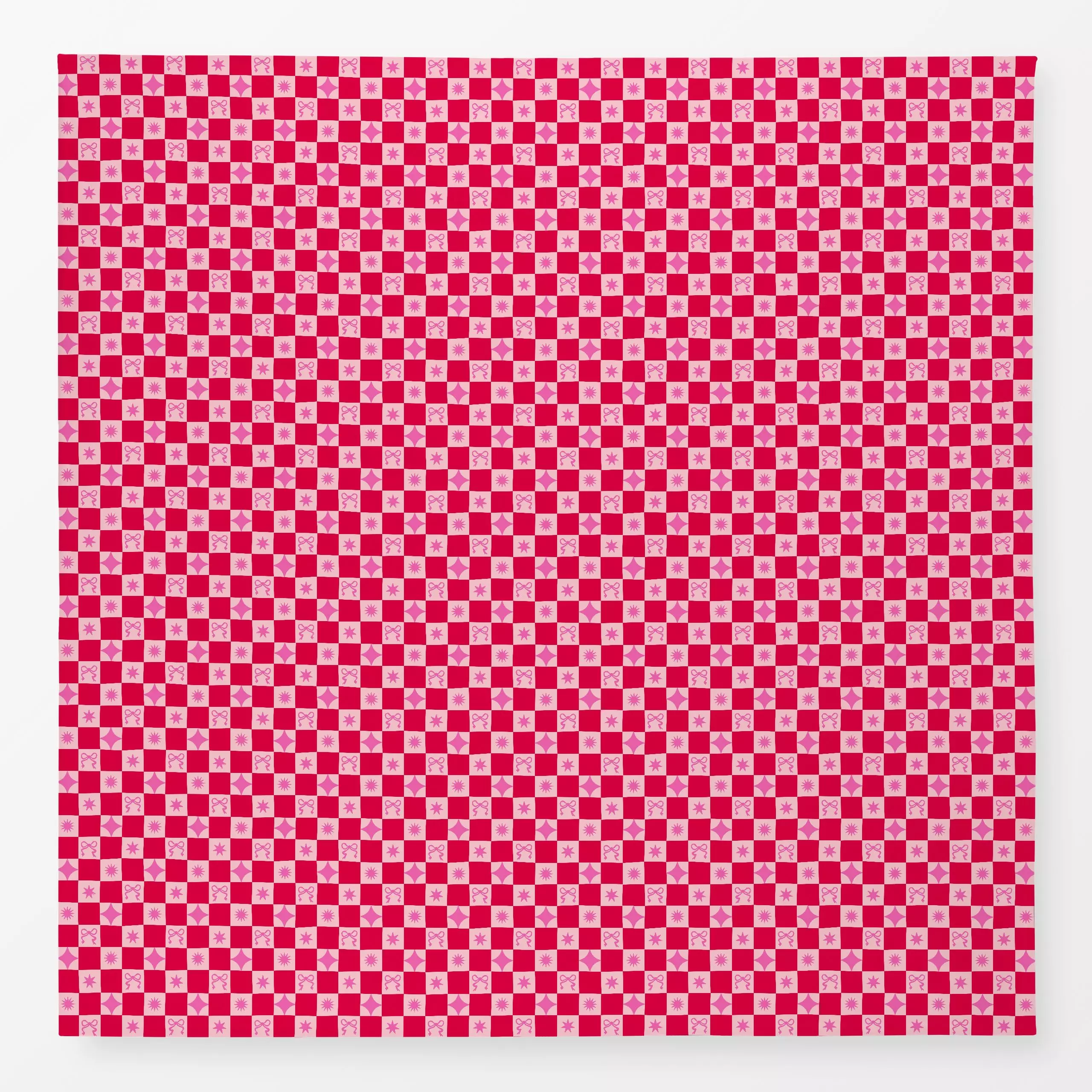 Tischdecke Christmas Chess Pattern red - Weihnachten, Winter, Symbole & Muster - von „Karen Menzenbach"; Muster, Sterne, Wei...