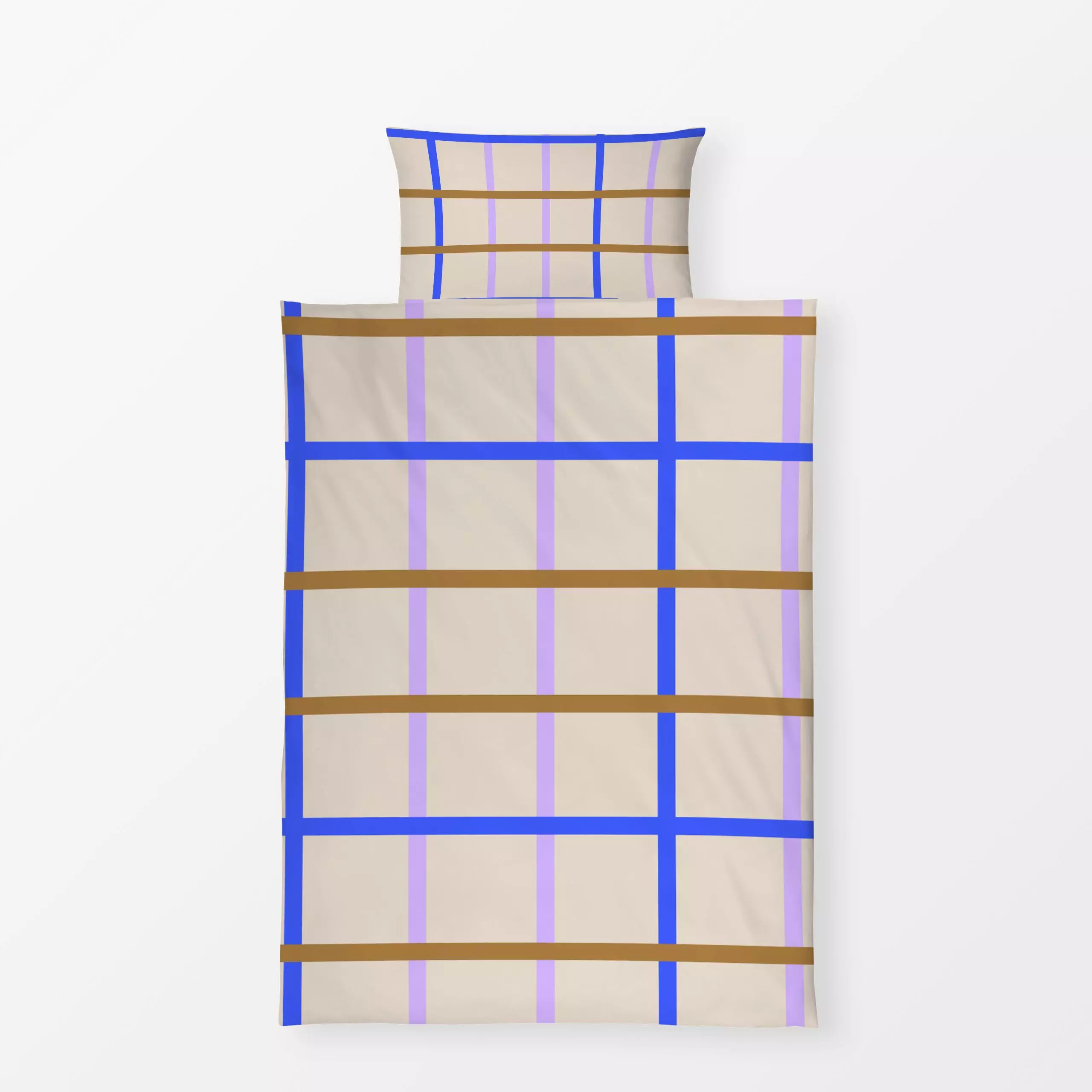 Bettwäsche Kariert lila blau - Symbole & Muster - von „Tanja Hildebrandt"; Linien, graphisch, kariert, graphic, geometric, T...