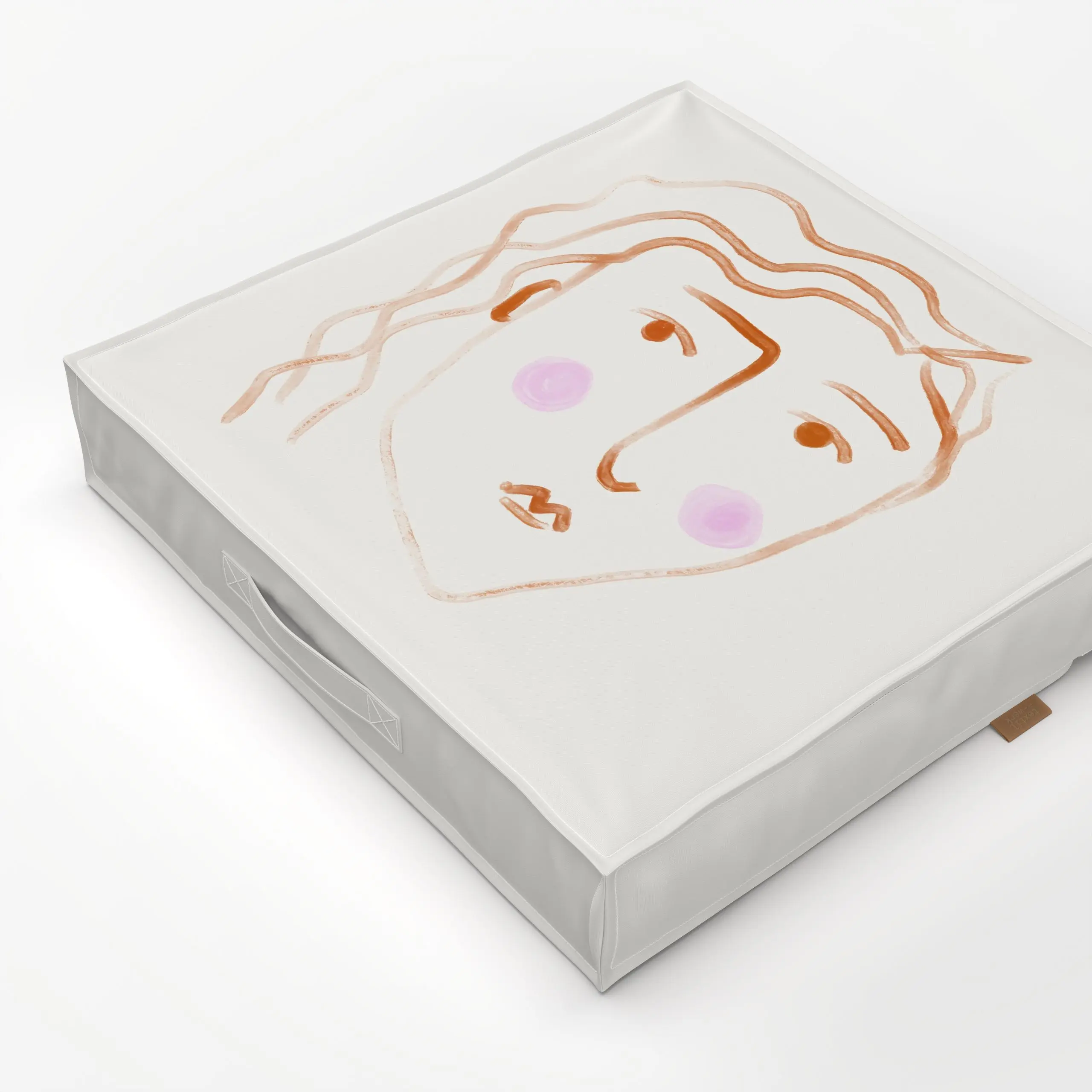 Bodenkissen Gesicht Malerei - Liebe, Romantik & Pride - von „Sophie Augustin Illustration"; terracotta, mediterran, portrait...