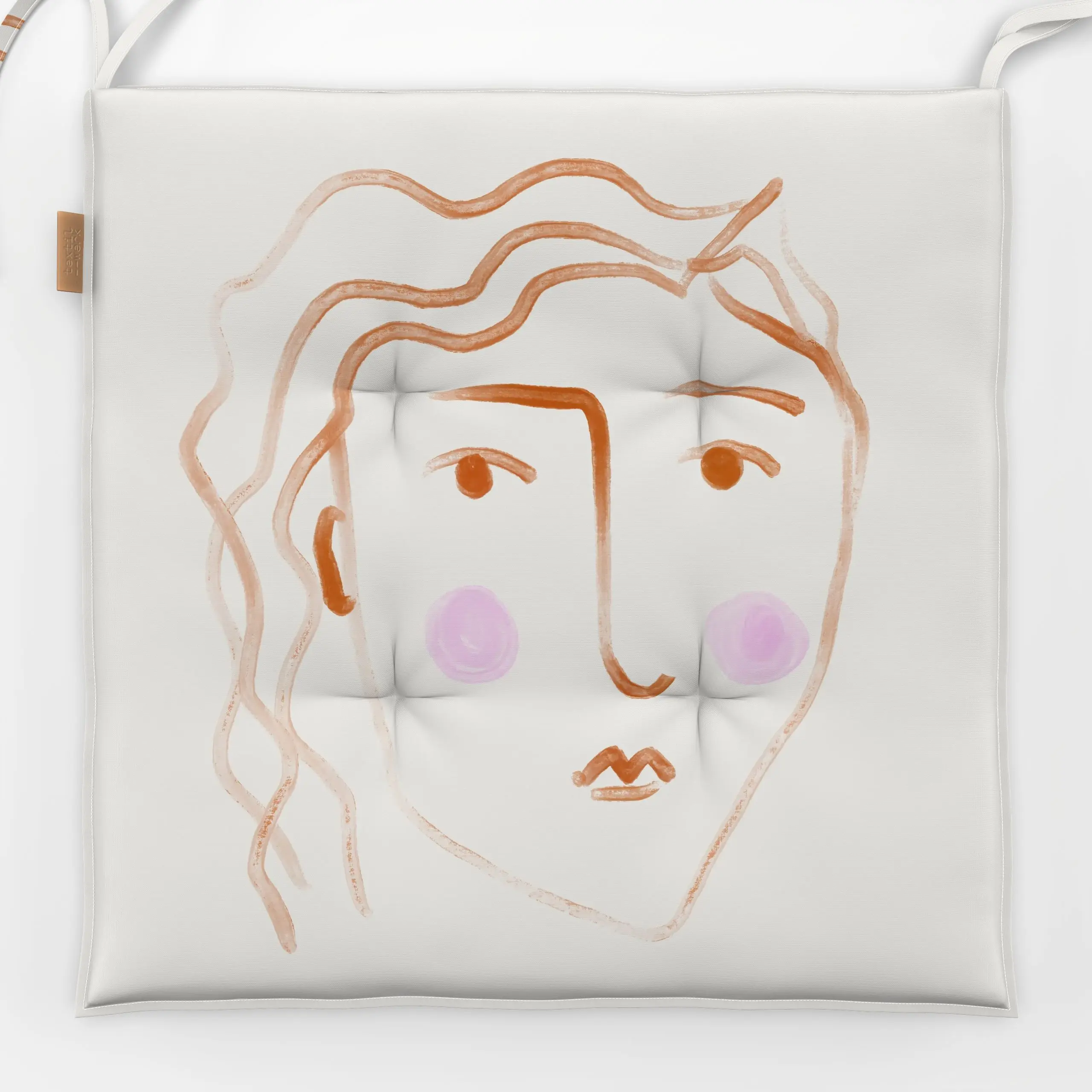 Sitzkissen Gesicht Malerei - Liebe, Romantik & Pride - von „Sophie Augustin Illustration"; terracotta, mediterran, portrait,...