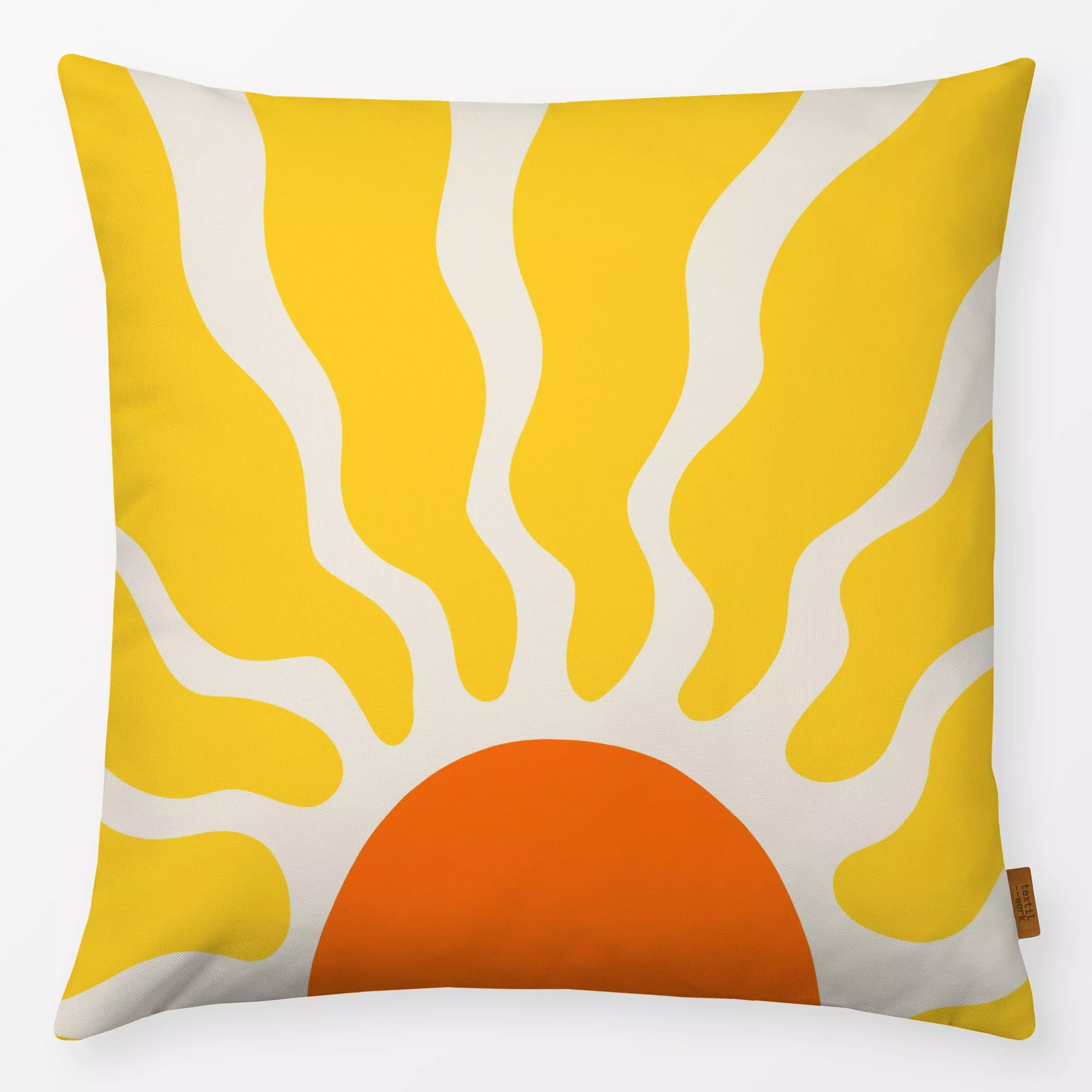 Kissen Sunrise Sun - Sommer, Astronomie & Weltraum - von „textilwerk"; Illustration, Sonne, Sommer, trend, bunt, gelb, gesch...