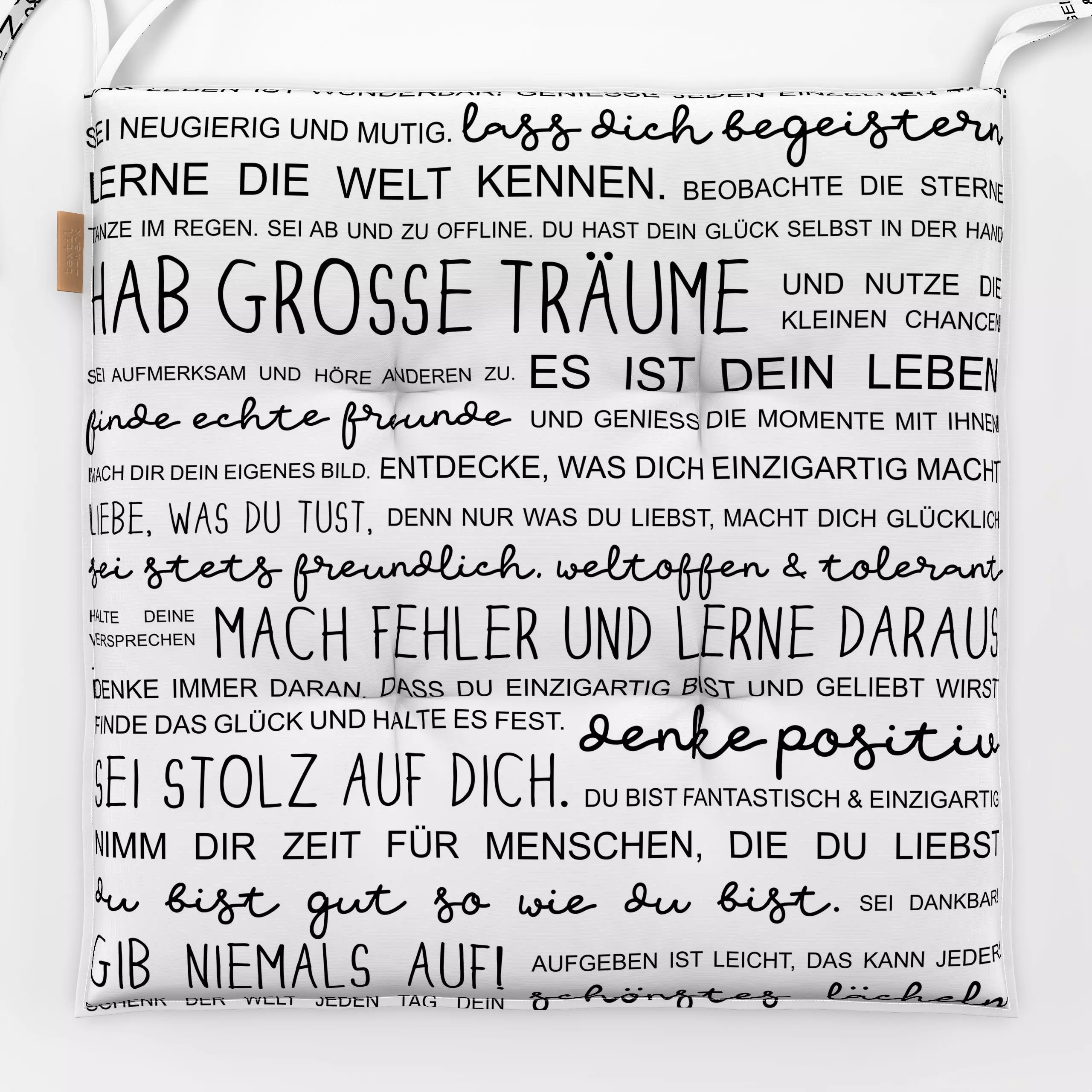 Sitzkissen Das Leben ist wunderbar - Sprüche & Schriftzüge, Anlässe - von „Heyduda"; Geburtstag, Glückwunsche, jugendlich, G...