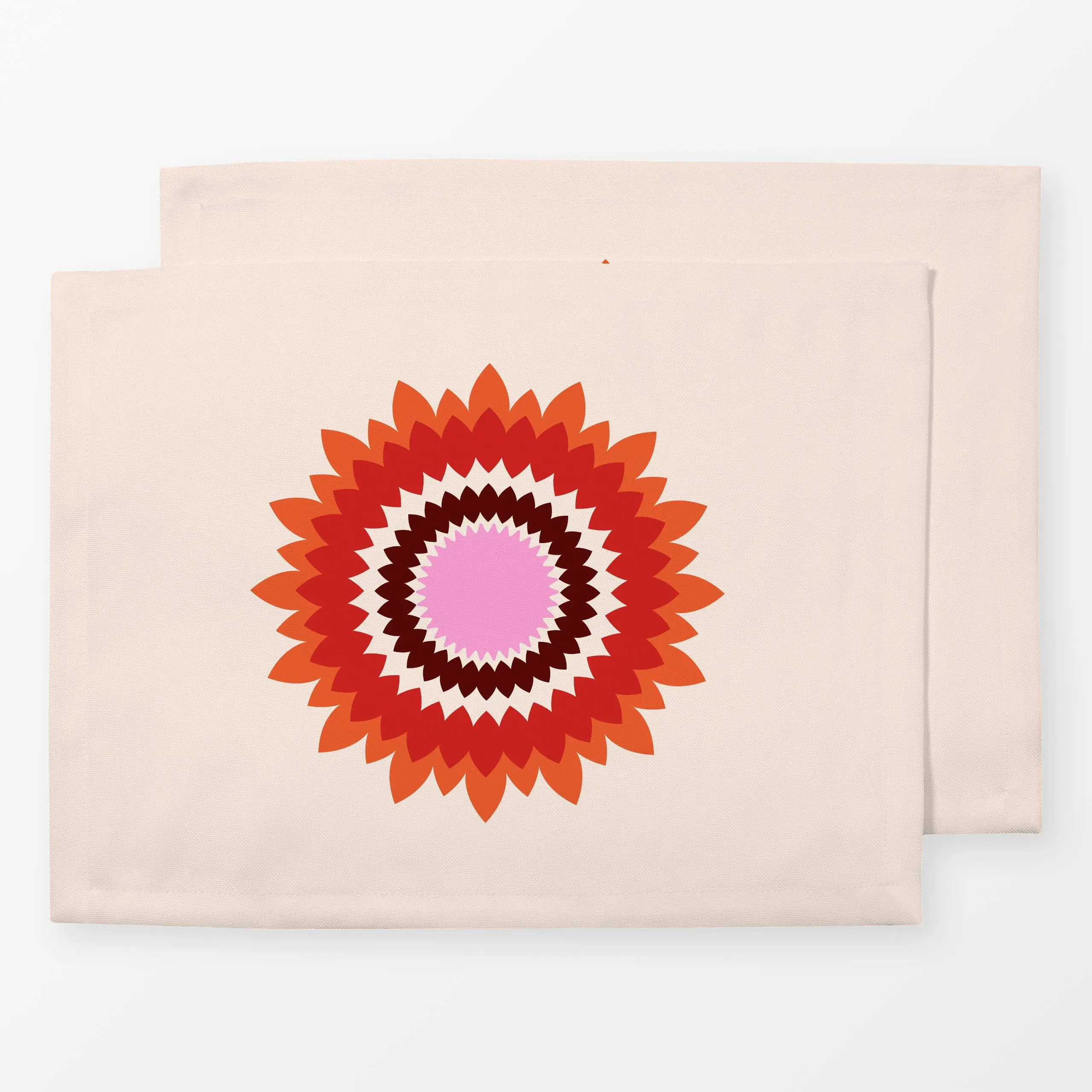 Tischset Retro Sunflower - Blumen & Florales, Herbst, Retro & Vintage - von „Karen Menzenbach"; rosa, Blüten, Sonne, beige, ...
