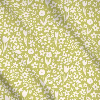 Meterware Blumen Muster Spring Hellgrün