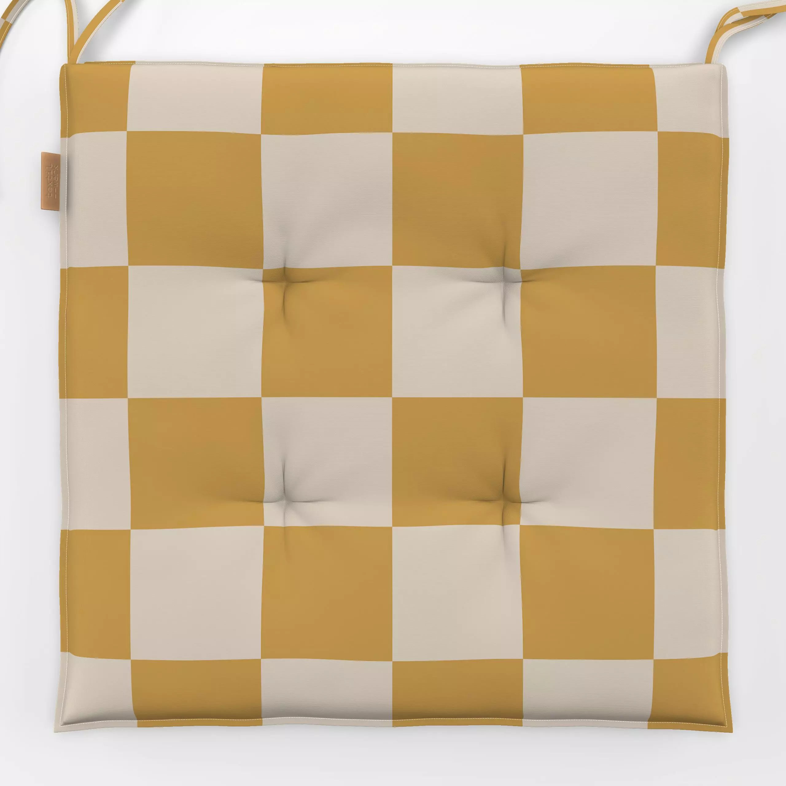 Sitzkissen Schachbrett honig - Herbst, Symbole & Muster - von „Katrin Graff"; Herbst, Kollektion, Honig, blush, Schachbrett,...