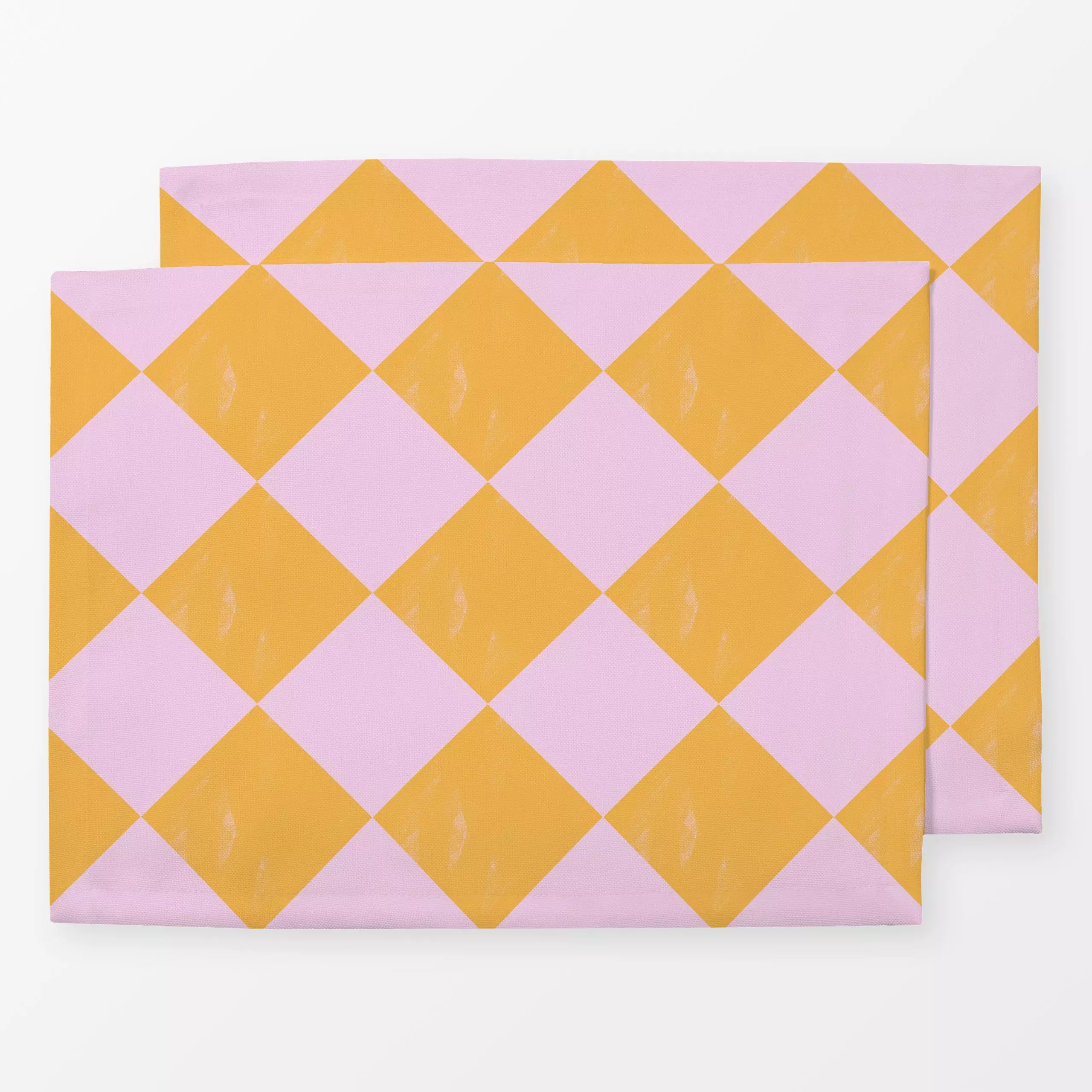 Tischset Fröhlich Kariert gelb rose, gemustert, Sommer, von Julia Reyelt