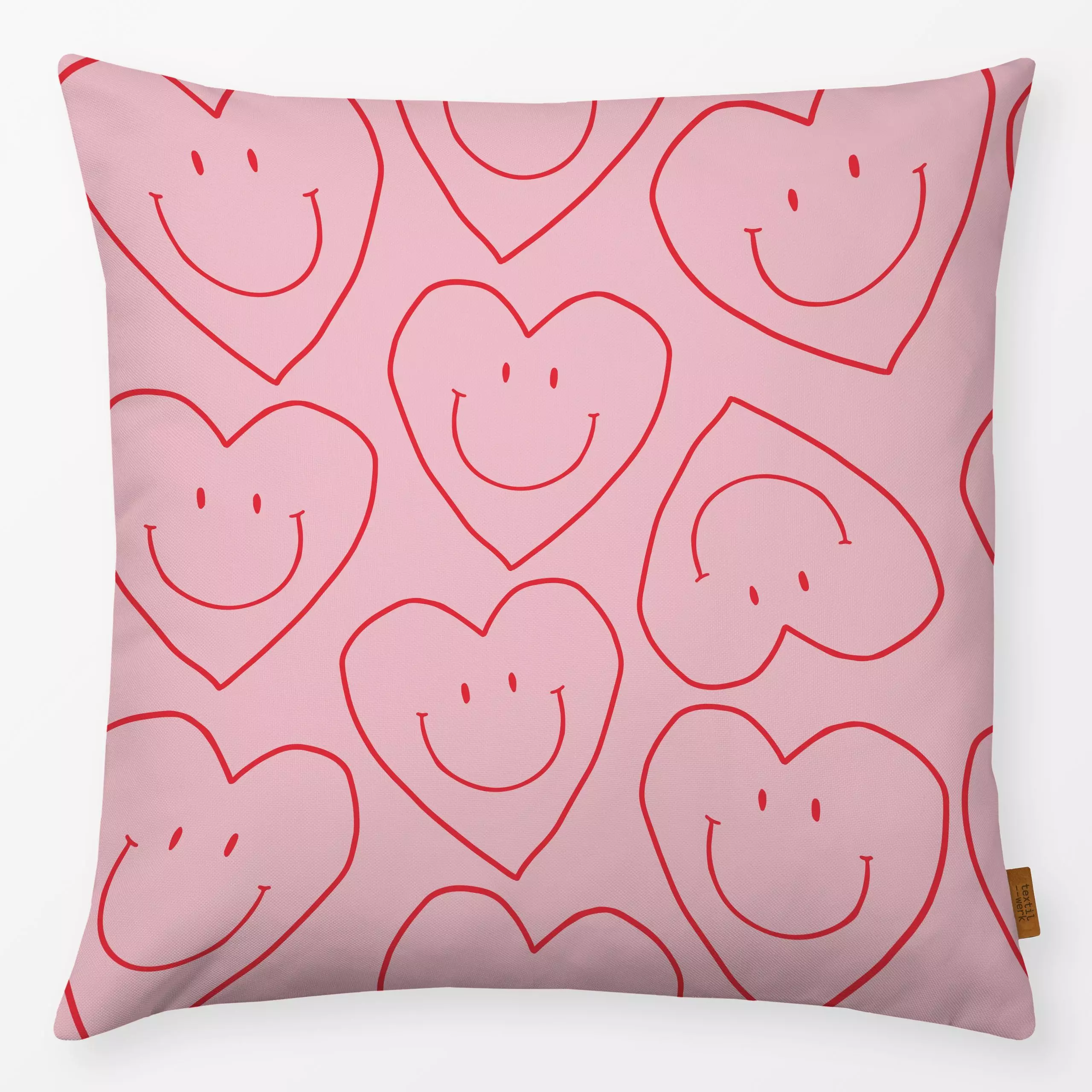 Kissen Heart Allover Pattern - Liebe, Romantik & Pride - von „Kruth Design"; rosa, Herzen, Glückwunsche, Geschenk, Herz, ges...