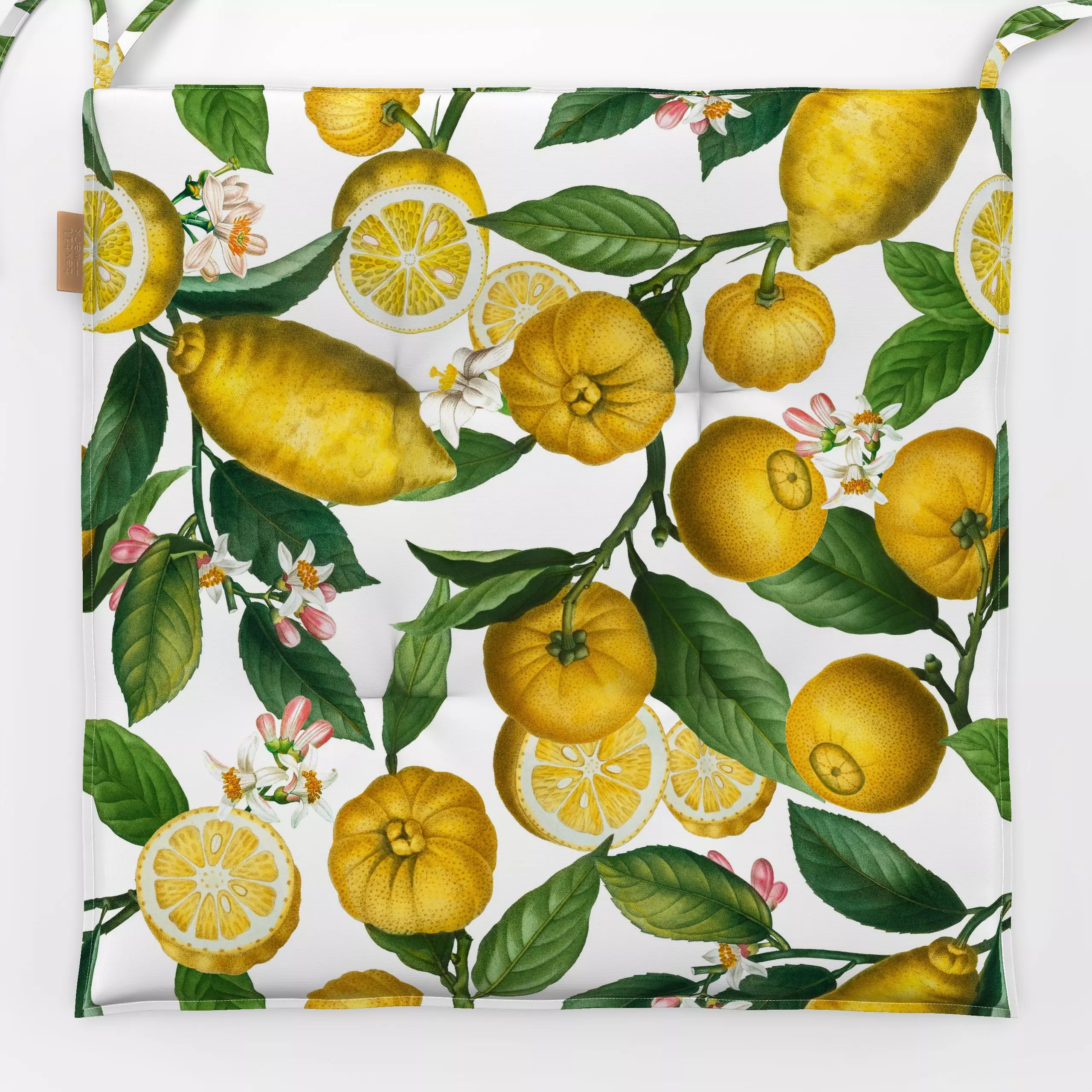 Sitzkissen Zitronen Limonade 4 - Retro & Vintage - von „Uta Naumann"; Muster, exotisch, Botanisch, floral, vintage, klassisc...