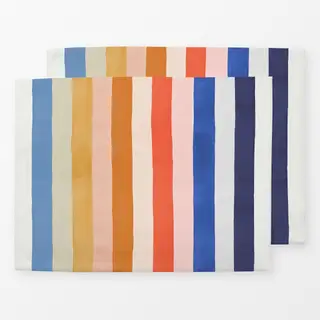 Tischset Strand Streifen Aquarell Blau