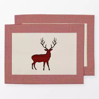 Tischset Winter Hirsch mit Karo