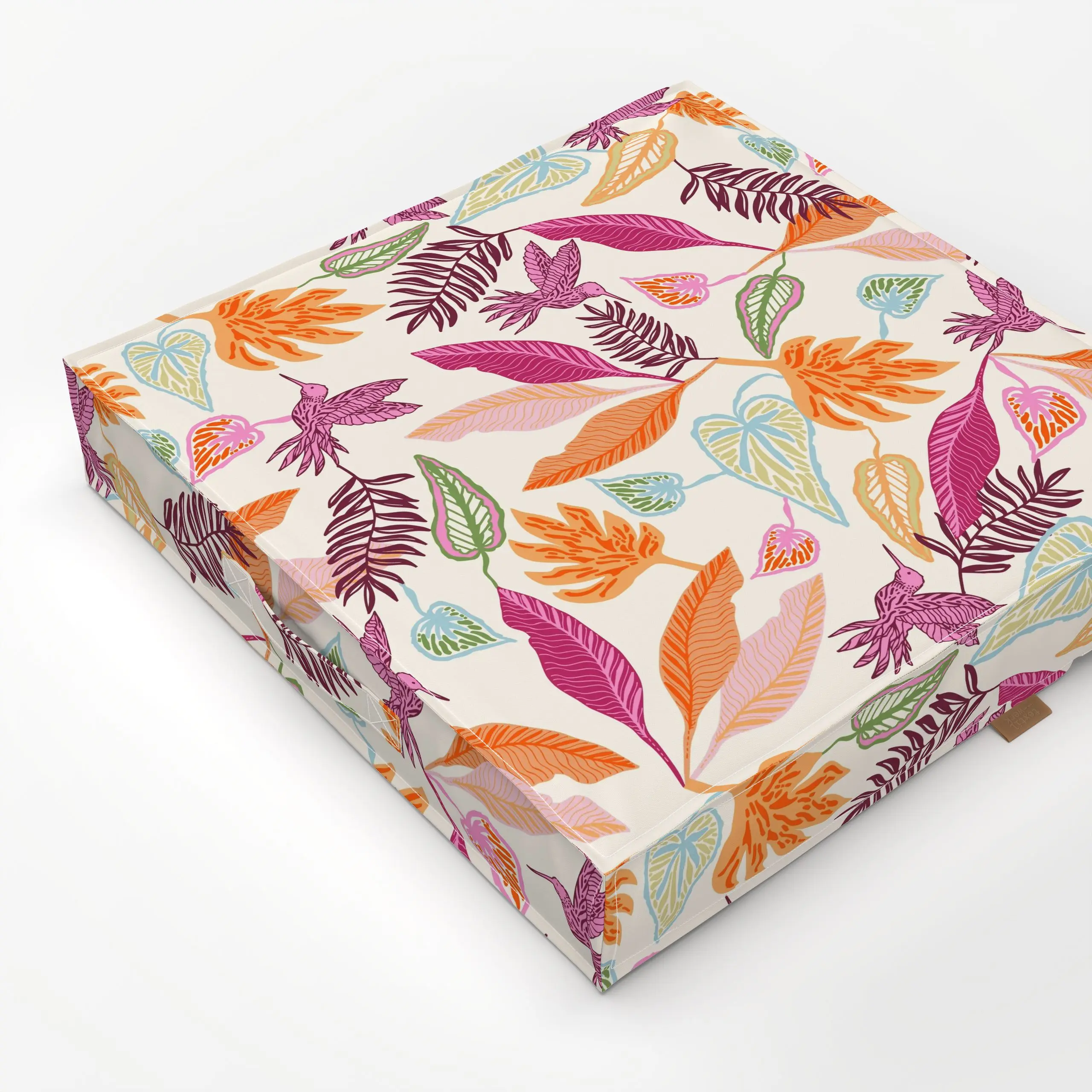 Bodenkissen Frühlingsflug - Frühling, Tiere, Pflanzen & Botanik - von „Patries Elisabeth"; Farn, Bananenpalme, Vogel, fruehl...