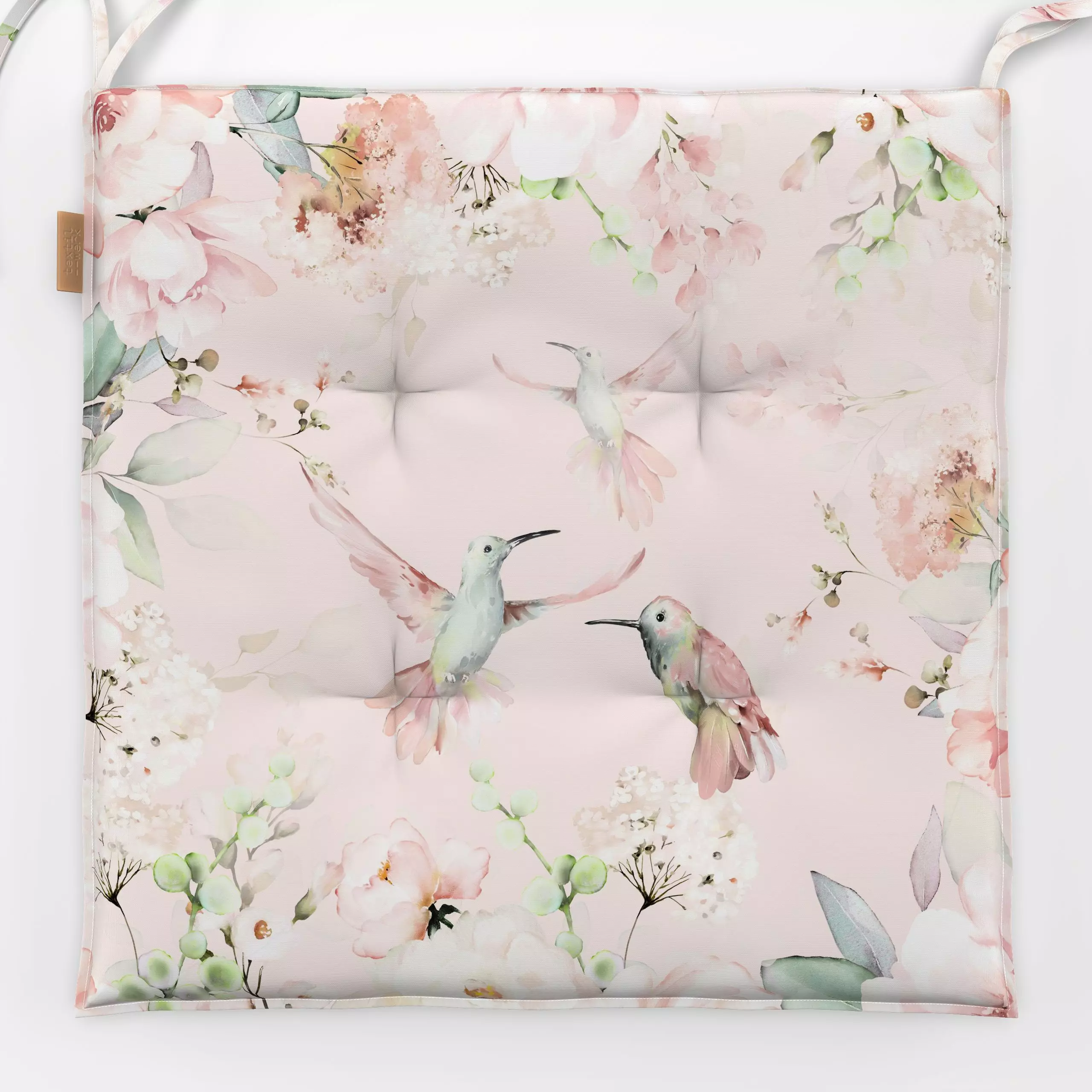 Sitzkissen Kolibris im Rosengarten - Blumen & Florales, Tiere, Pflanzen & Botanik - von „Uta Naumann"; Rosen, Garten, tropis...
