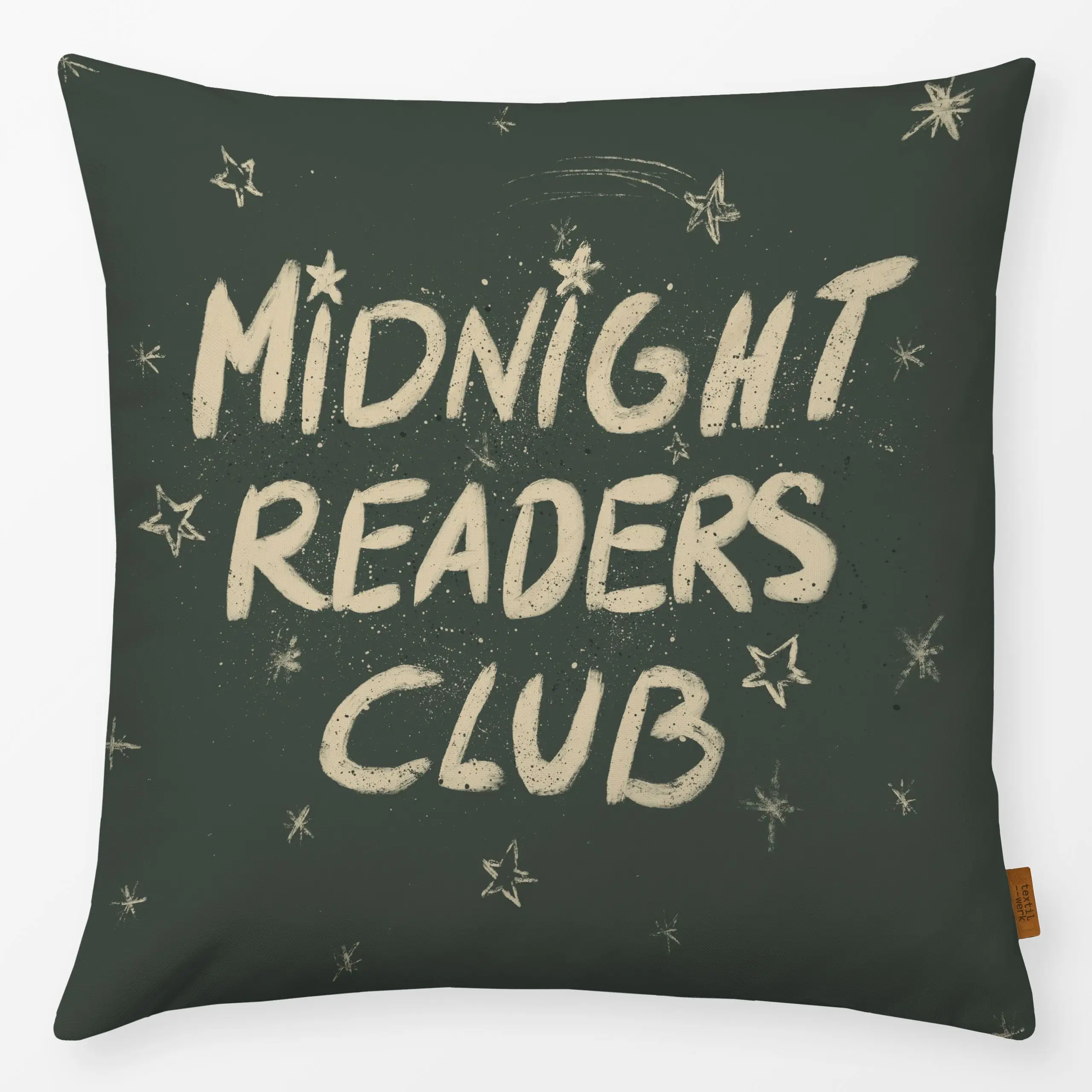 Kissen Midnight Readers Club - Herbst, Sprüche & Schriftzüge, Symbole & Muster - von „Studio Dolci"; Sterne, Herbst, Herbstd...