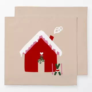 Servietten Berghütte Ski Rot Beige