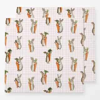 Servietten Hasen Möhren Karo Muster