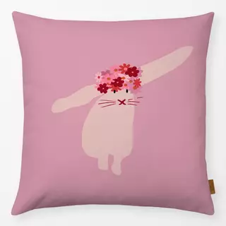 Kissen Osterhase mit Blumen Auf Rosa