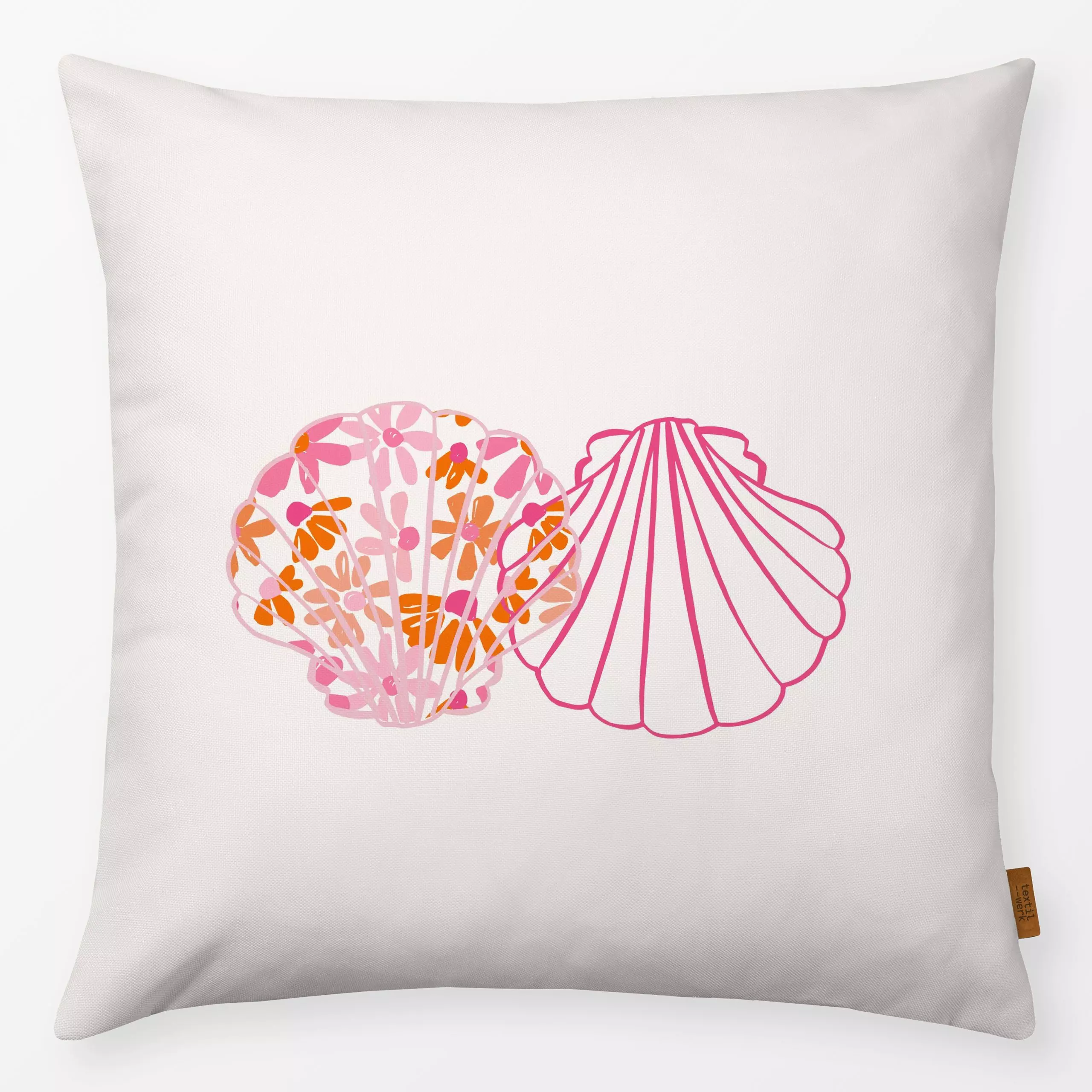 Kissen Zwei Muscheln rosa - Frühling, Natur & Landschaft, Sommer - von „Kruth Design"; Muscheln