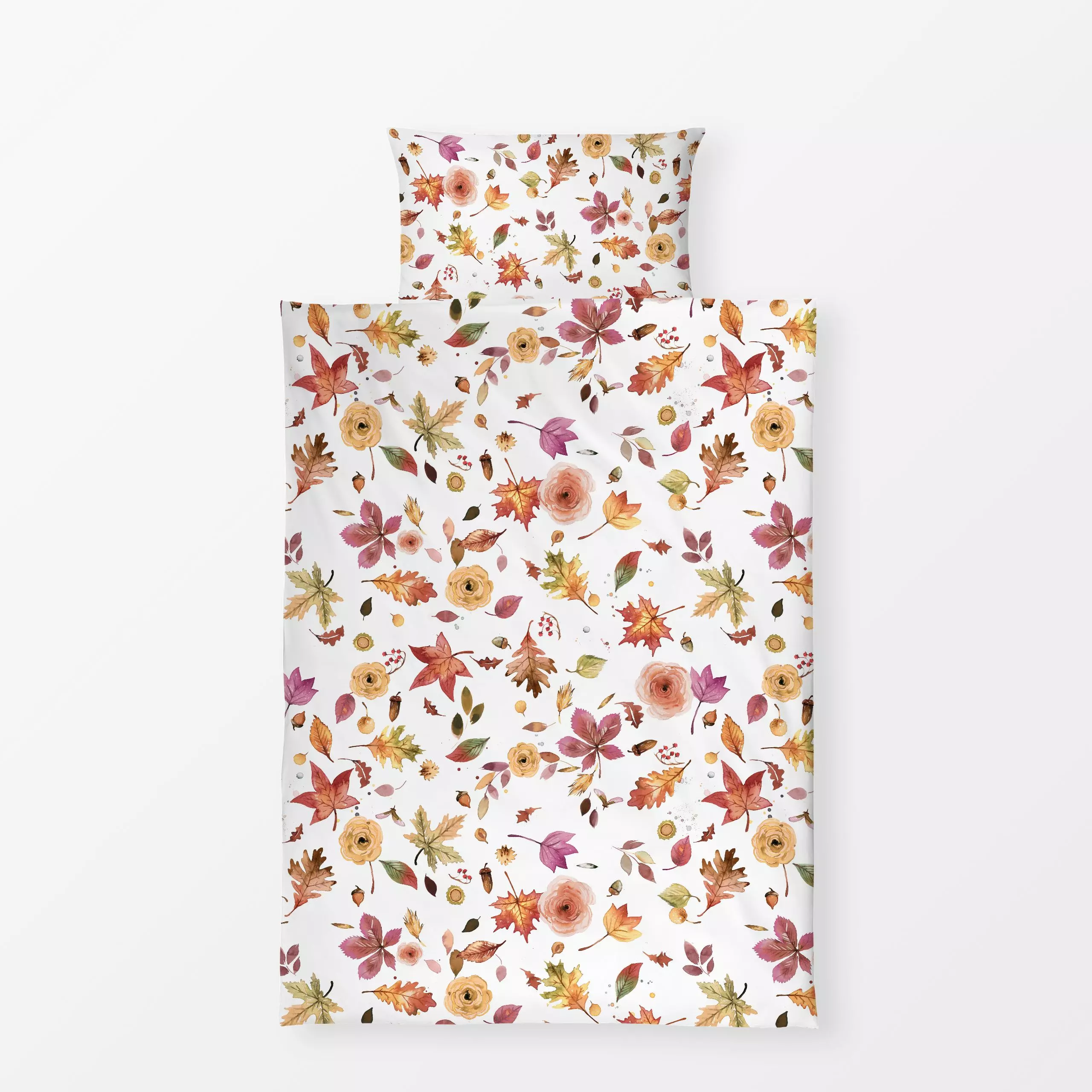 Bettwäsche Fall Leaves Flowers Terrakotta - Blumen & Florales, Herbst, Pflanzen & Botanik - von „Ninola Design "; boho, Kräu...