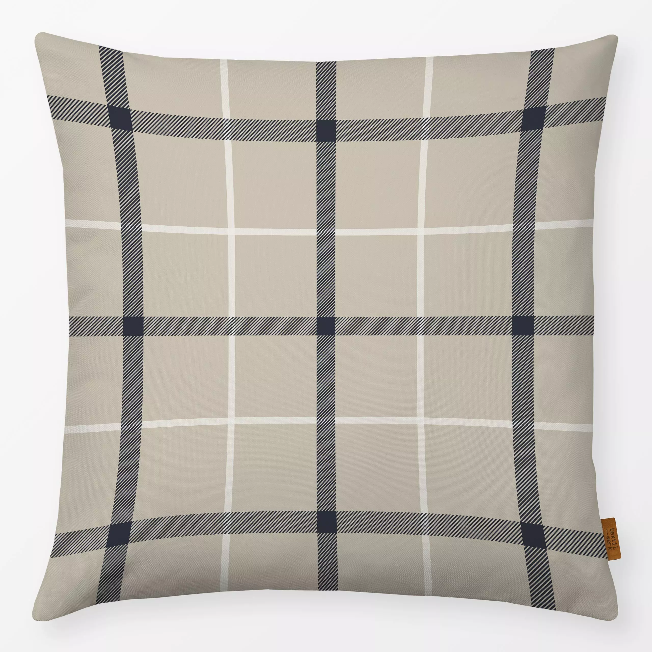 Kissen Tattersall Plaid cottage beige - Symbole & Muster - von „Katrin Graff"; Weihnachten, Winter, landhaus, klassisch, kar...