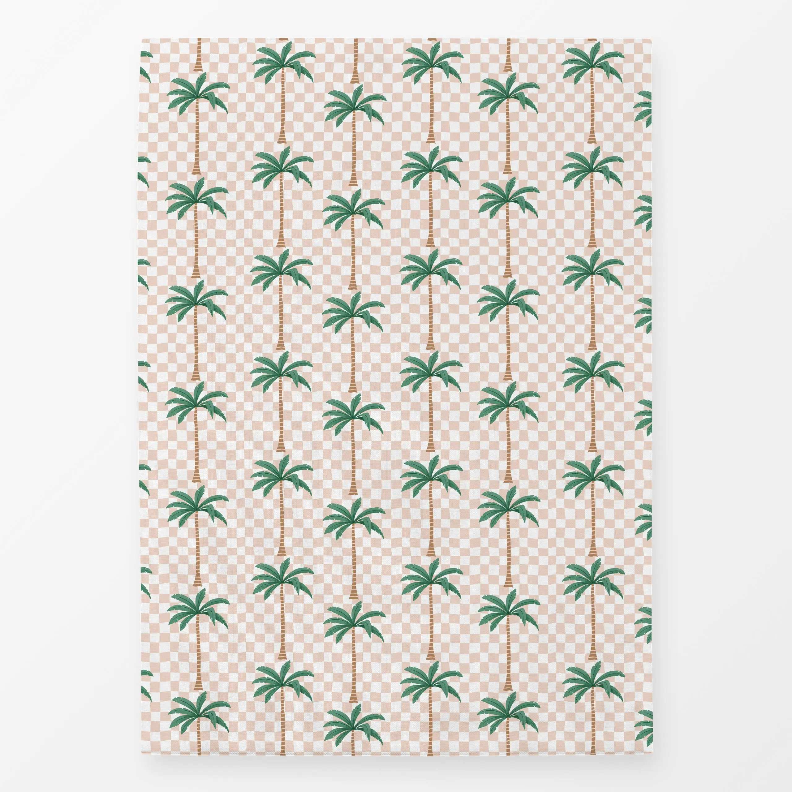 Geschirrtücher Palm trees on checks - rosa - Sommer, Symbole & Muster, Pflanzen & Botanik - von „Andrea Liesert"; Palmen, tr...