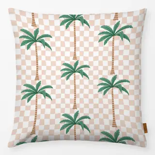Kissen Palm trees on checks - rosa