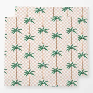 Servietten Palm trees on checks - rosa