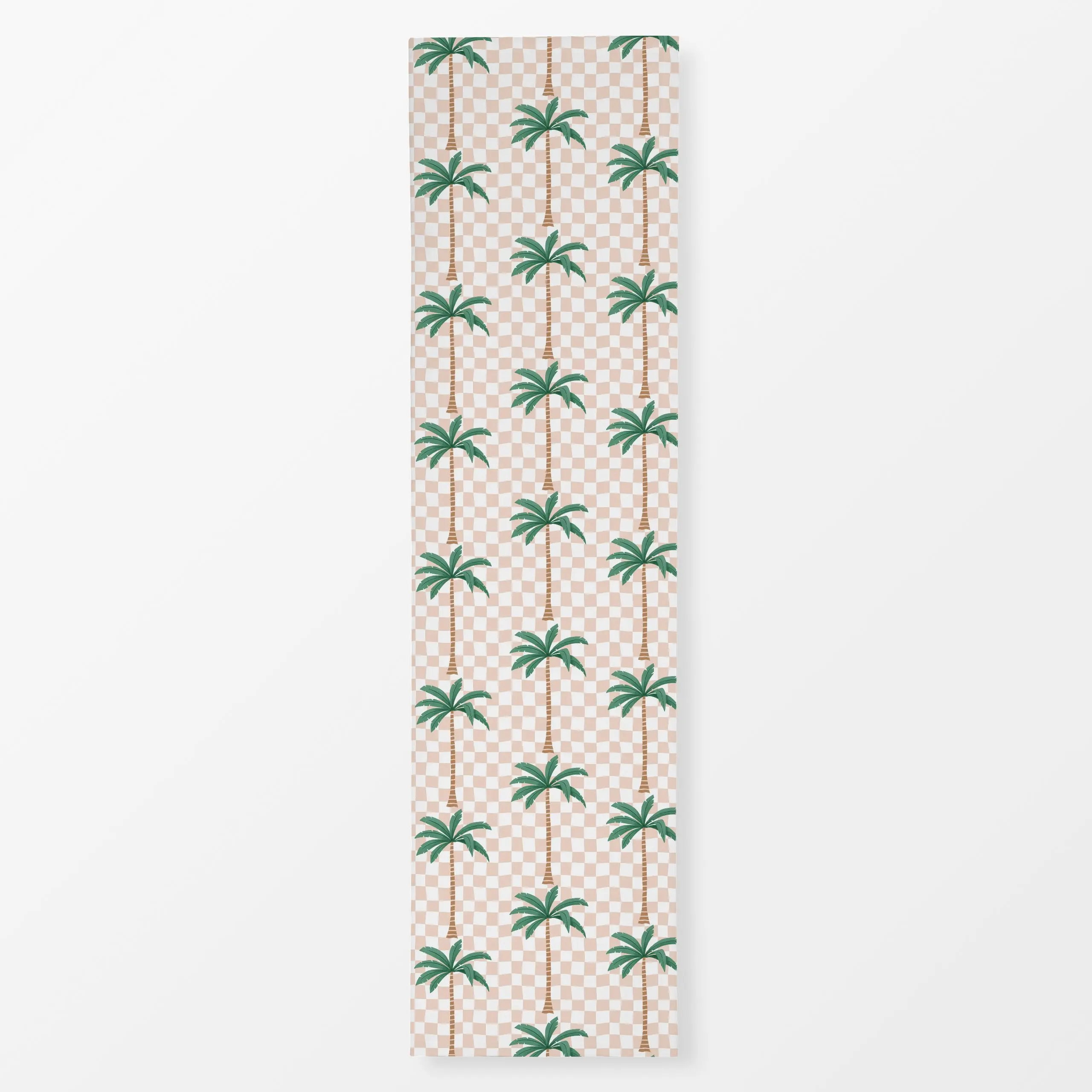 Tischläufer Palm trees on checks - rosa, Blumen, tropisch, gemustert, Sommer, von Andrea Liesert