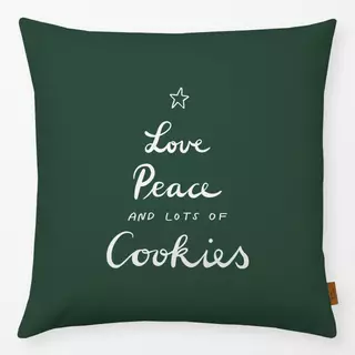 Kissen Love Peace Cookies grün