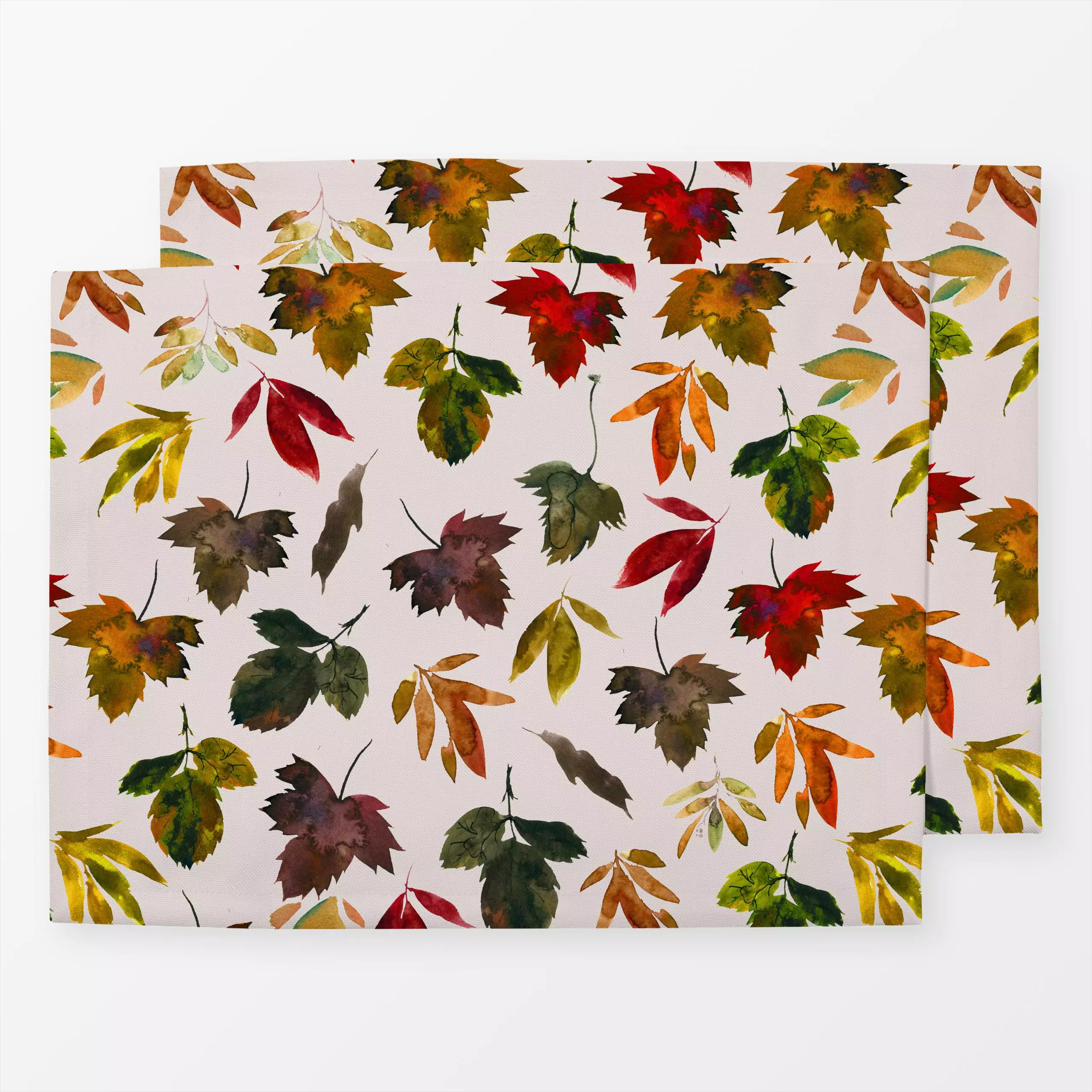 Tischset Blätterfall Beige - Blumen & Florales, Herbst - von „Uta Naumann"; boho, Muster, Wasserfarben, Natur, Blatt, Bäume,...