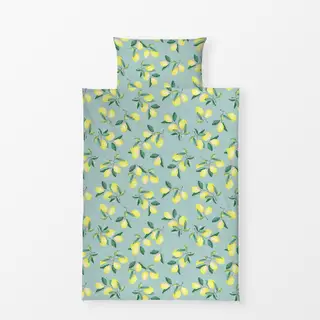 Bettwäsche Zitronen Sommer icy morn blau