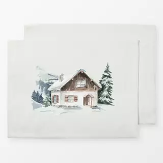 Tischset Winter Berghütte Aquarell