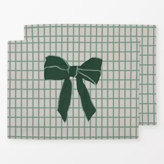 Tischset Schleife Karo grün beige