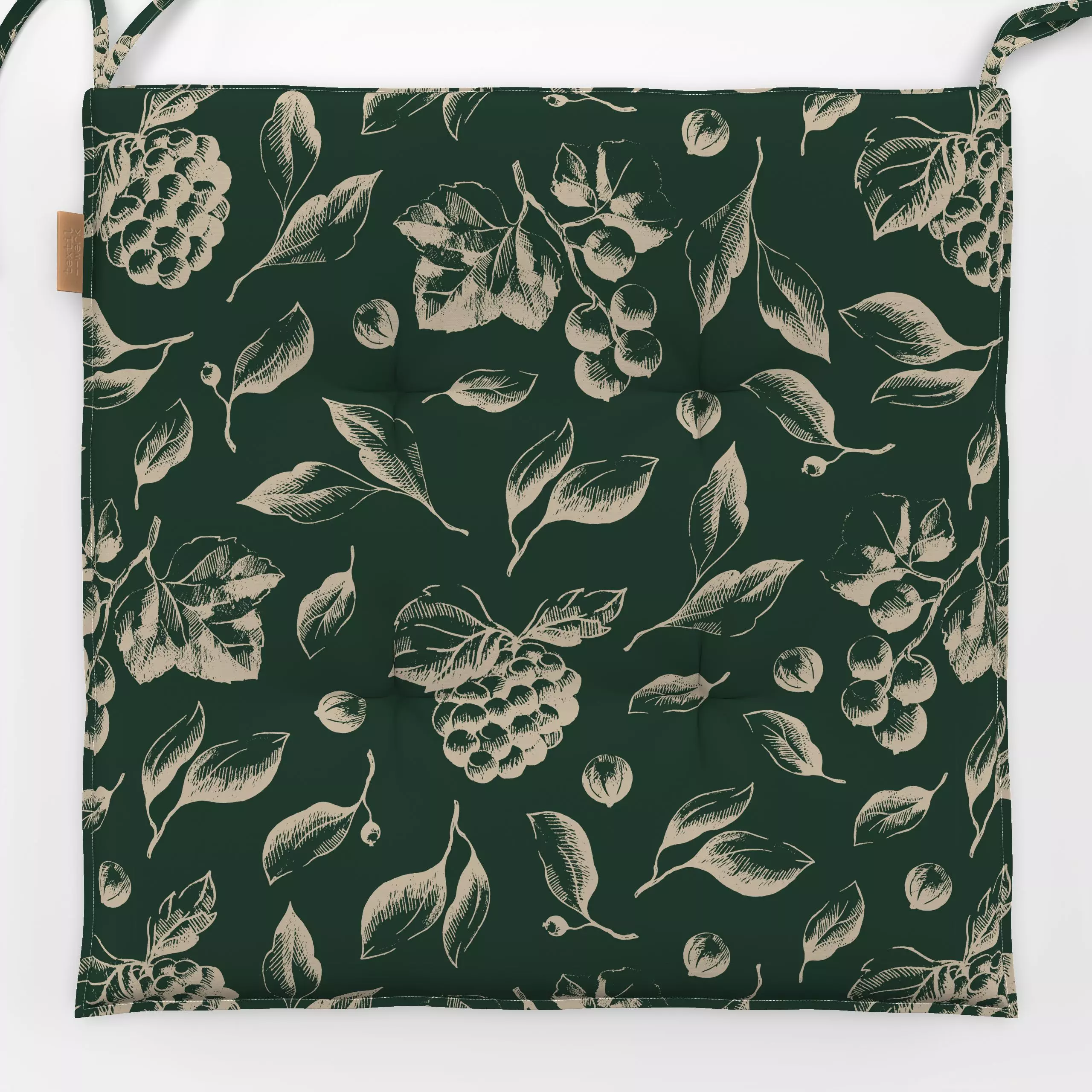 Sitzkissen Weihnachts Zweige grün-beige - Blumen & Florales, Weihnachten, Winter - von „Uta Naumann"; boho, skandinavisch, T...