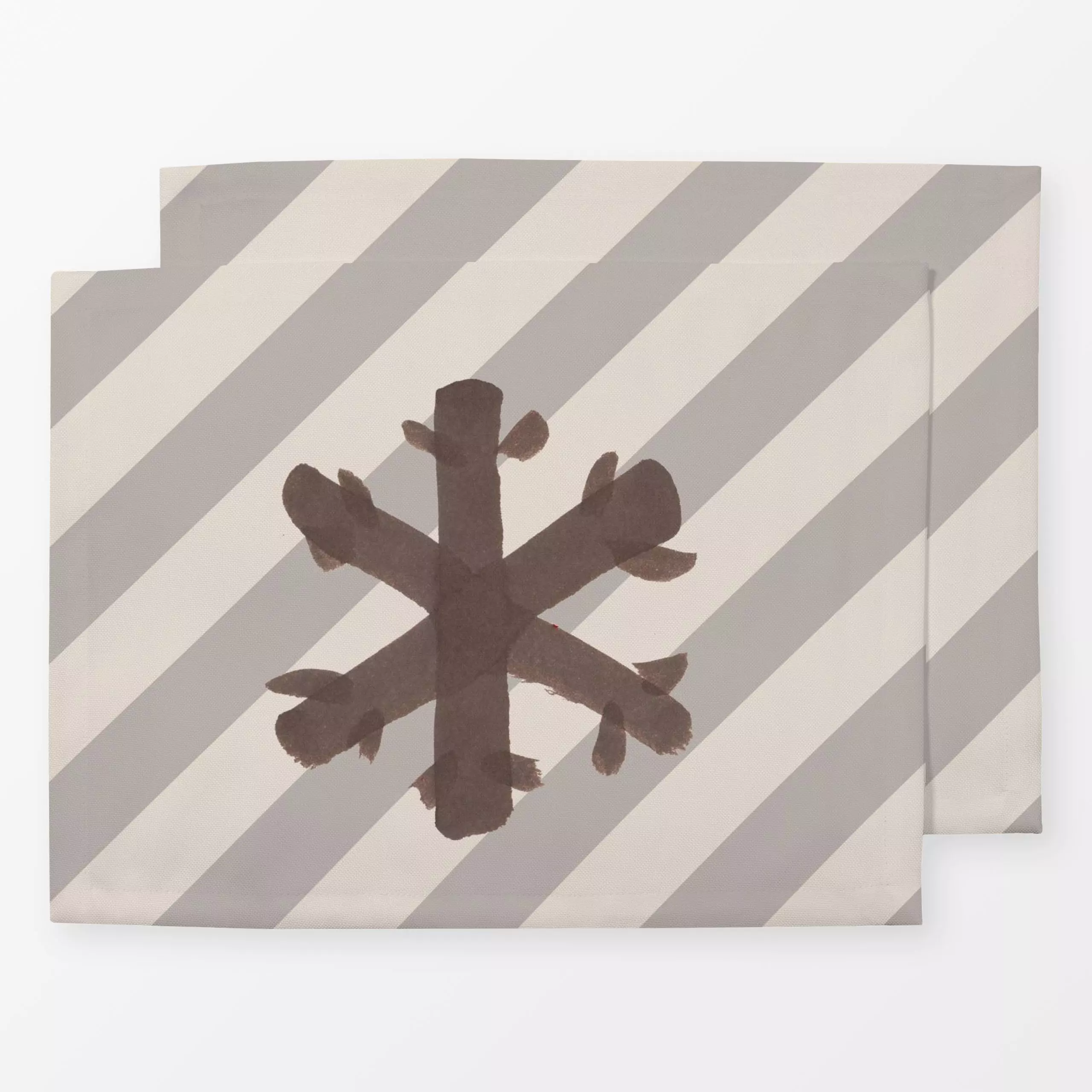 Tischset Snowflake Stripes Grau - Weihnachten - von „Kruth Design"; Streifen, Schneeflocken, Weihnachten, Winter, weihnachtl...