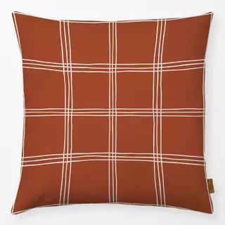 Kissen Karo Grid Muster Beige Braun