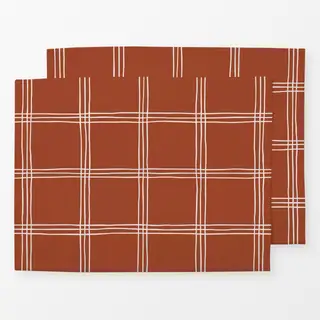 Tischset Karo Grid Muster Beige Braun