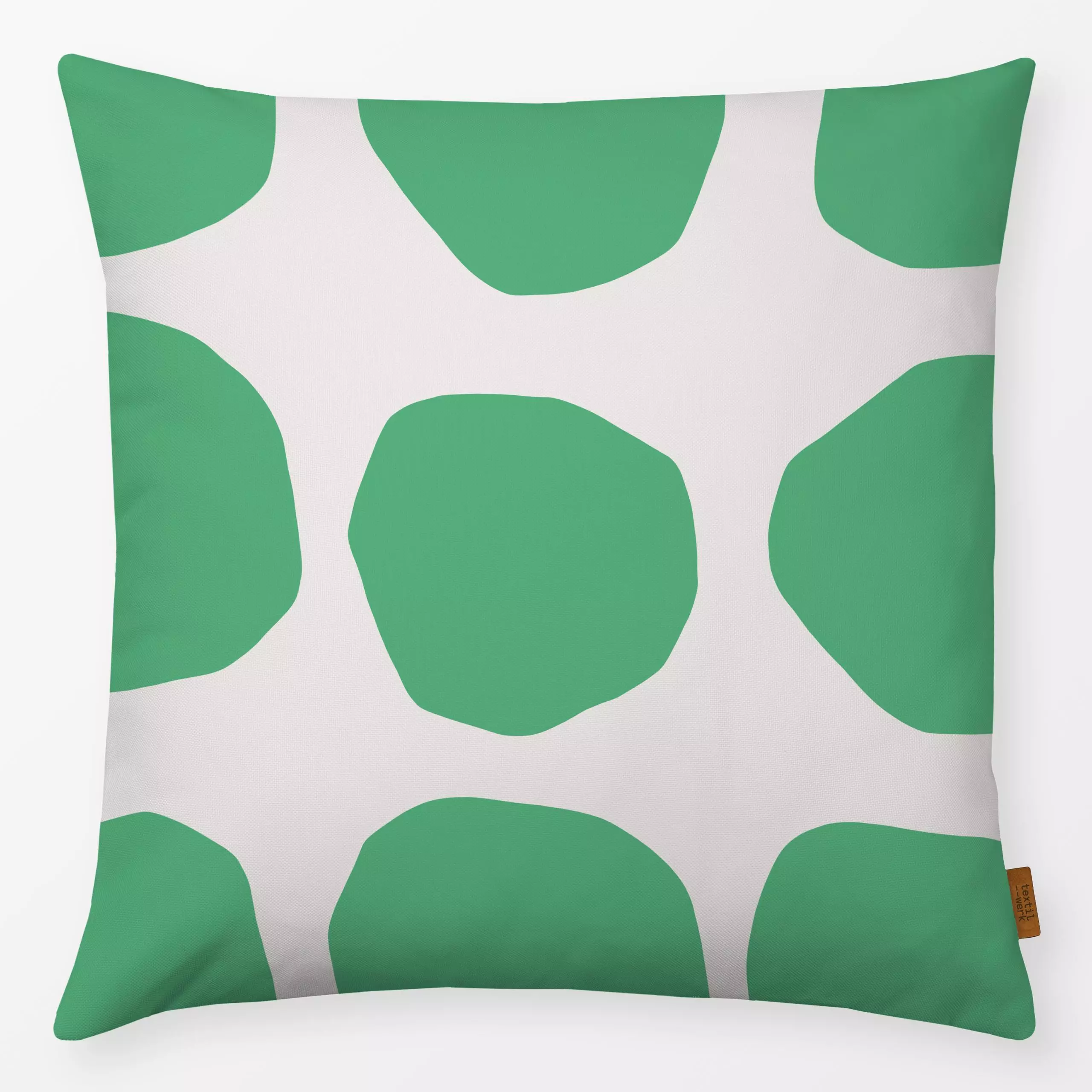 Kissen Green Dots - Symbole & Muster - von „Lisa Jasmin Bauer"; abstrakt, Geometrisch, modern, formen, zeitlos, cutouts, pap...