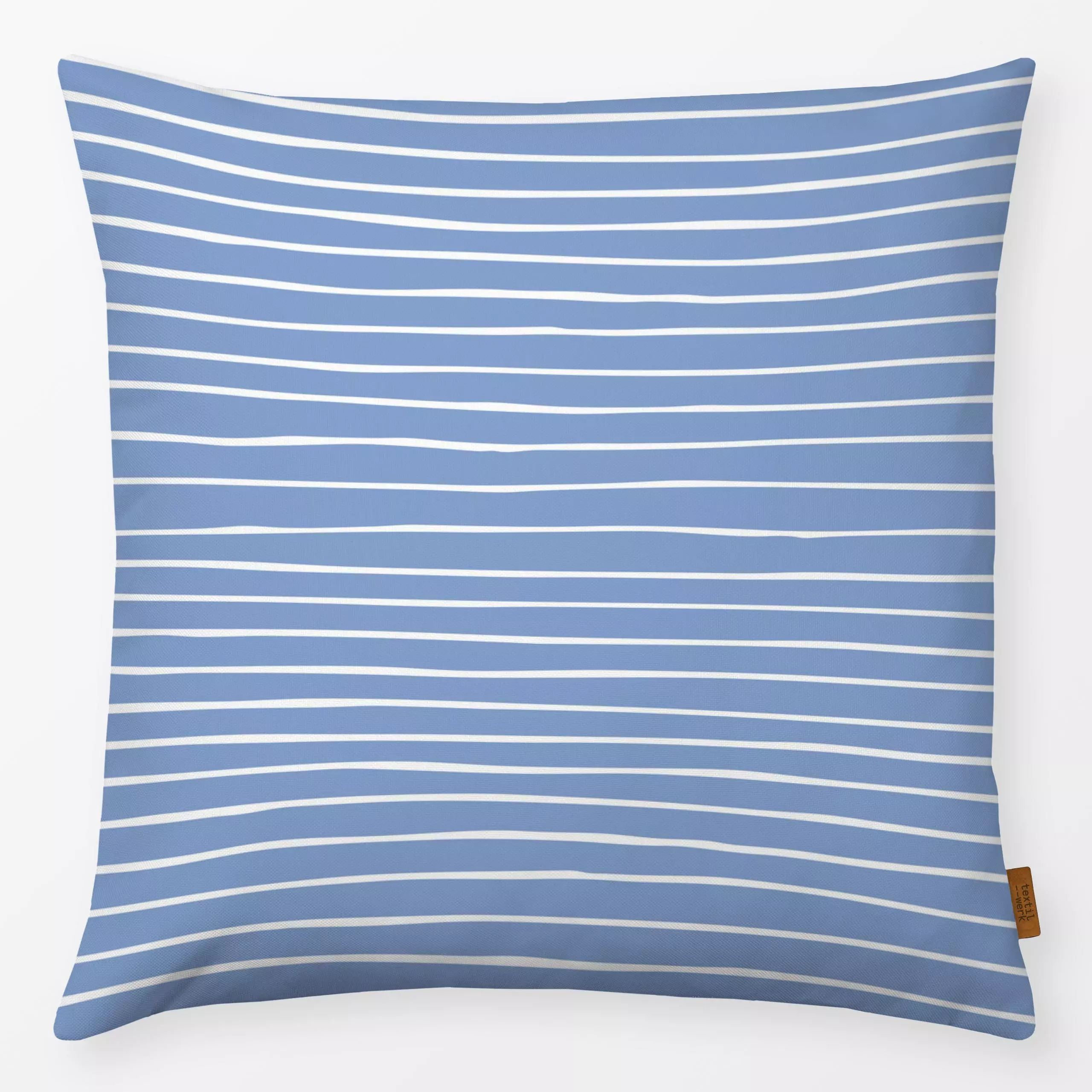 Kissen Streifen klein blau weiss - Sommer, Symbole & Muster - von „Carolin Vonhoff"; Linien, Streifen, Meer, Sommer, blau, w...