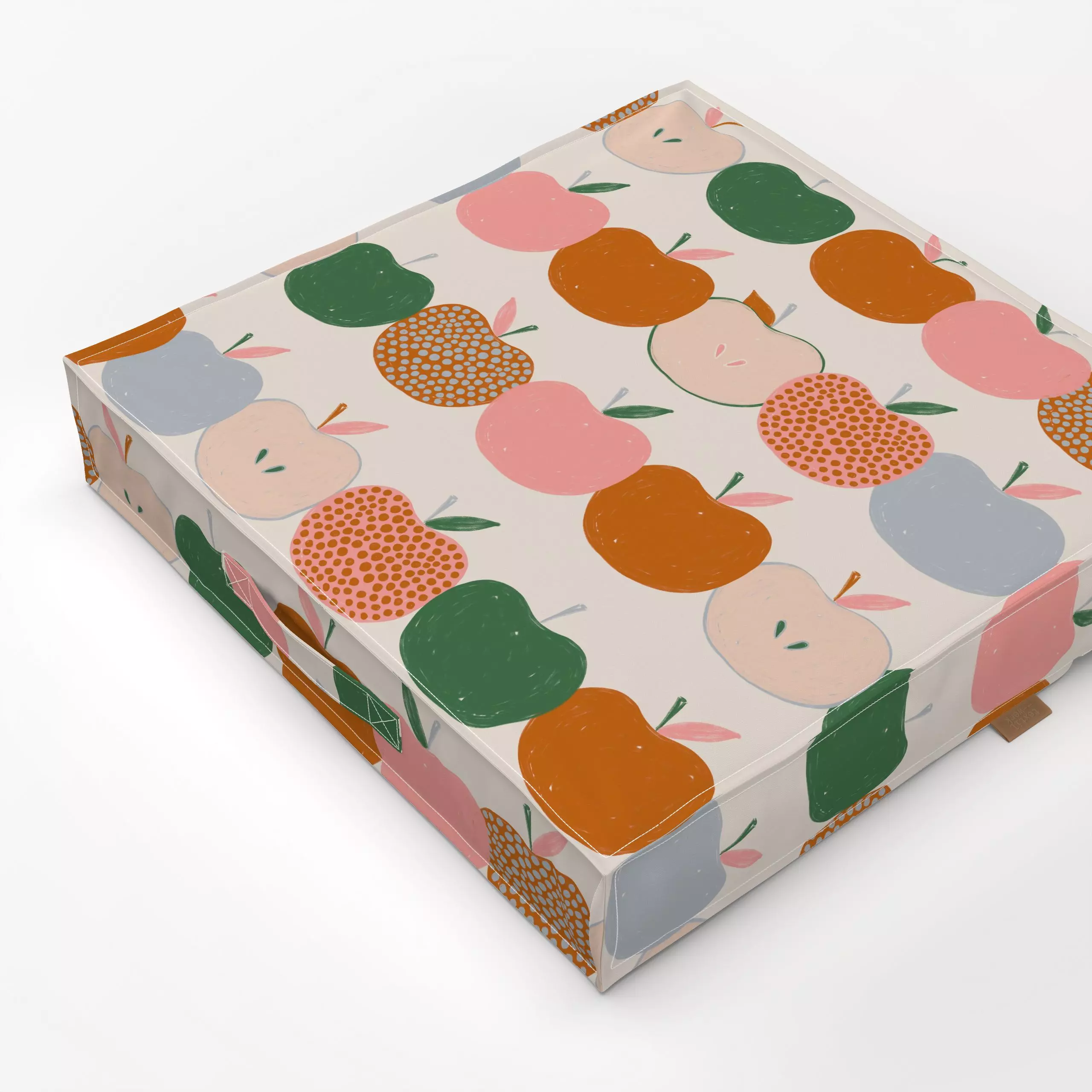 Bodenkissen Allover Apfel bunt - Symbole & Muster, Früchte - von „Kruth Design"; Muster, Apfel, Herbst, Herbstdeko, Ernte, h...