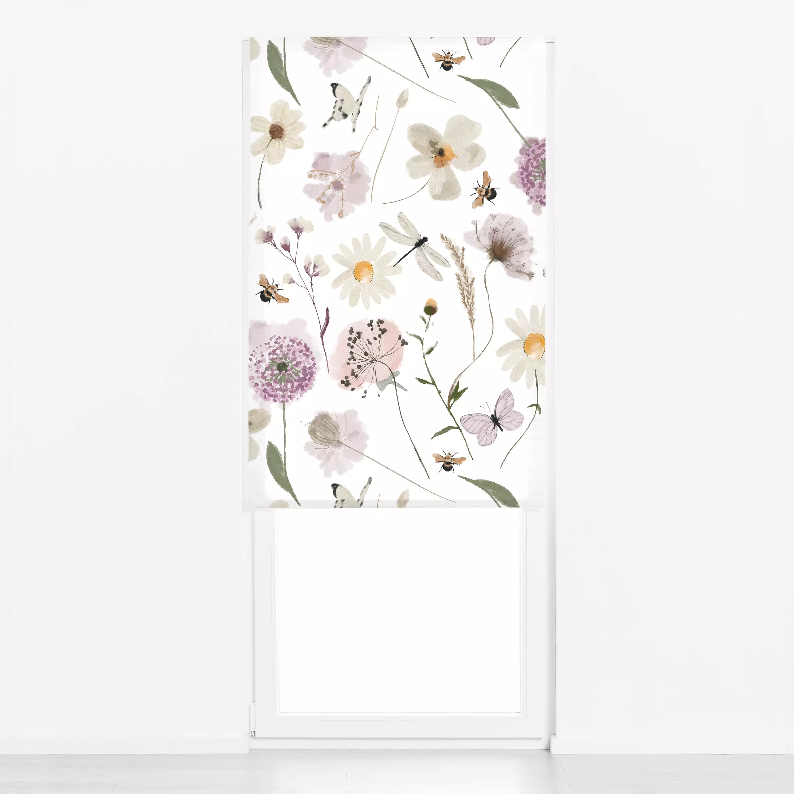 Raffrollo Wasserfarben Wildblumen Wiese - Blumen & Florales, Pflanzen & Botanik - von „Uta Naumann"; Blumen, Wildblumen, Som...