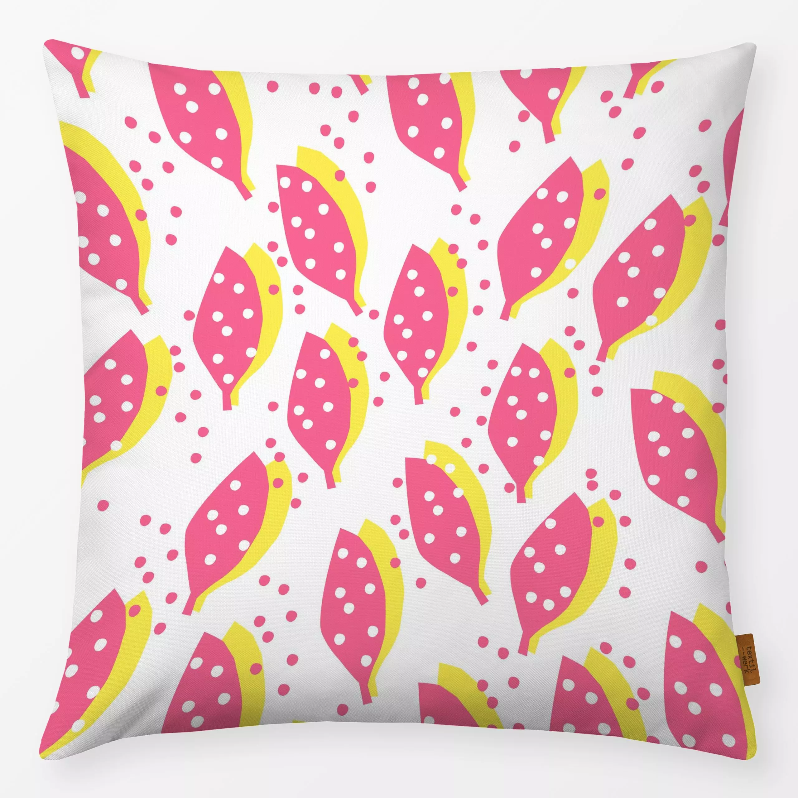 Kissen Moody Autumn Pink - Blumen & Florales, Symbole & Muster - von „Lisa Jasmin Bauer"; Muster, Blatt, Blätter, Orange, pi...