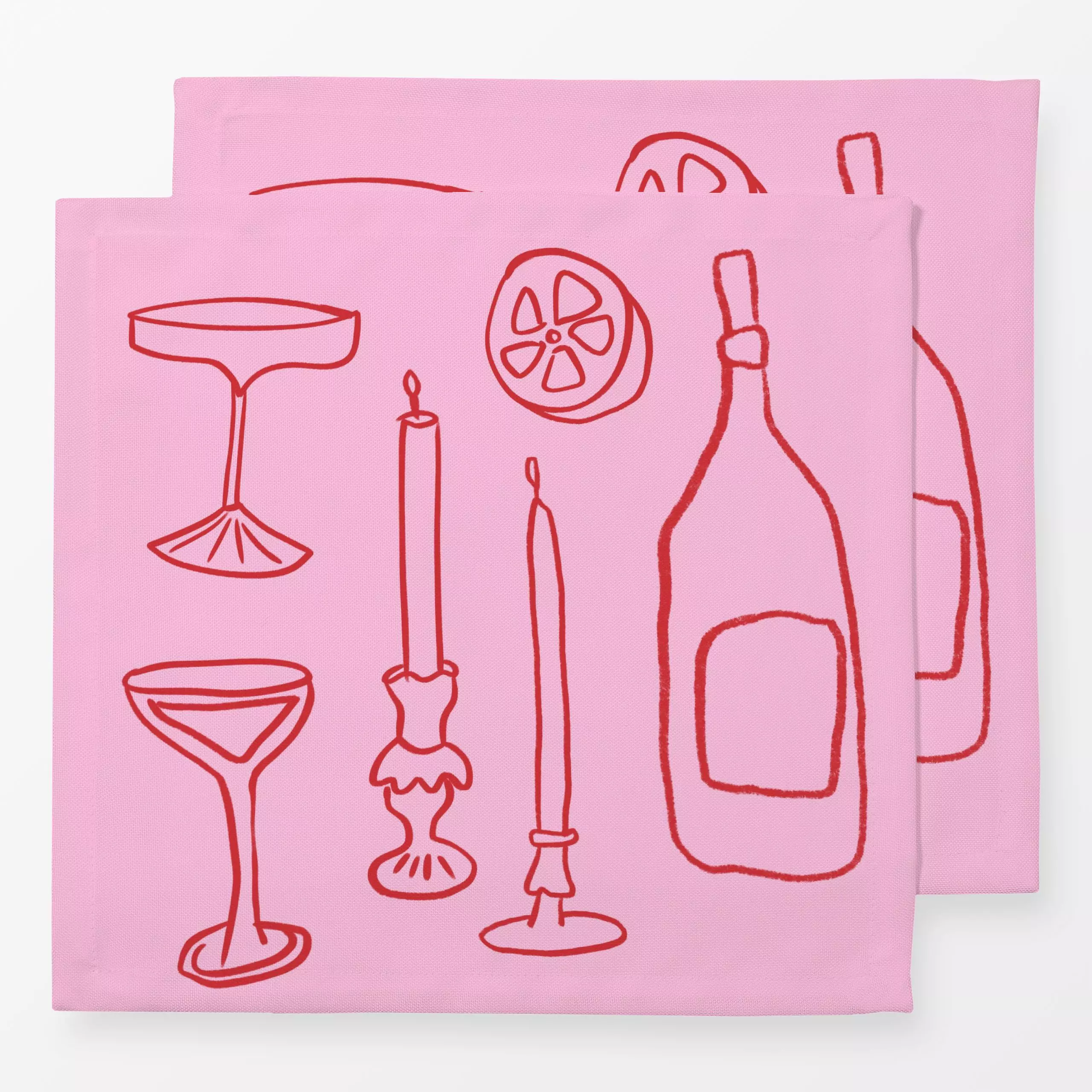 Servietten Weihnachtsabend Pink - Weihnachten, Anlässe - von „textilwerk"; Illustration, skandinavisch, Weihnachten, Weihnac...