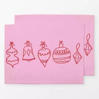 Tischset Tannenbaumkugeln Pink