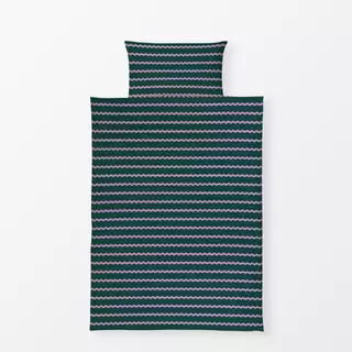 Bettwäsche Wellenstreifen grün flieder