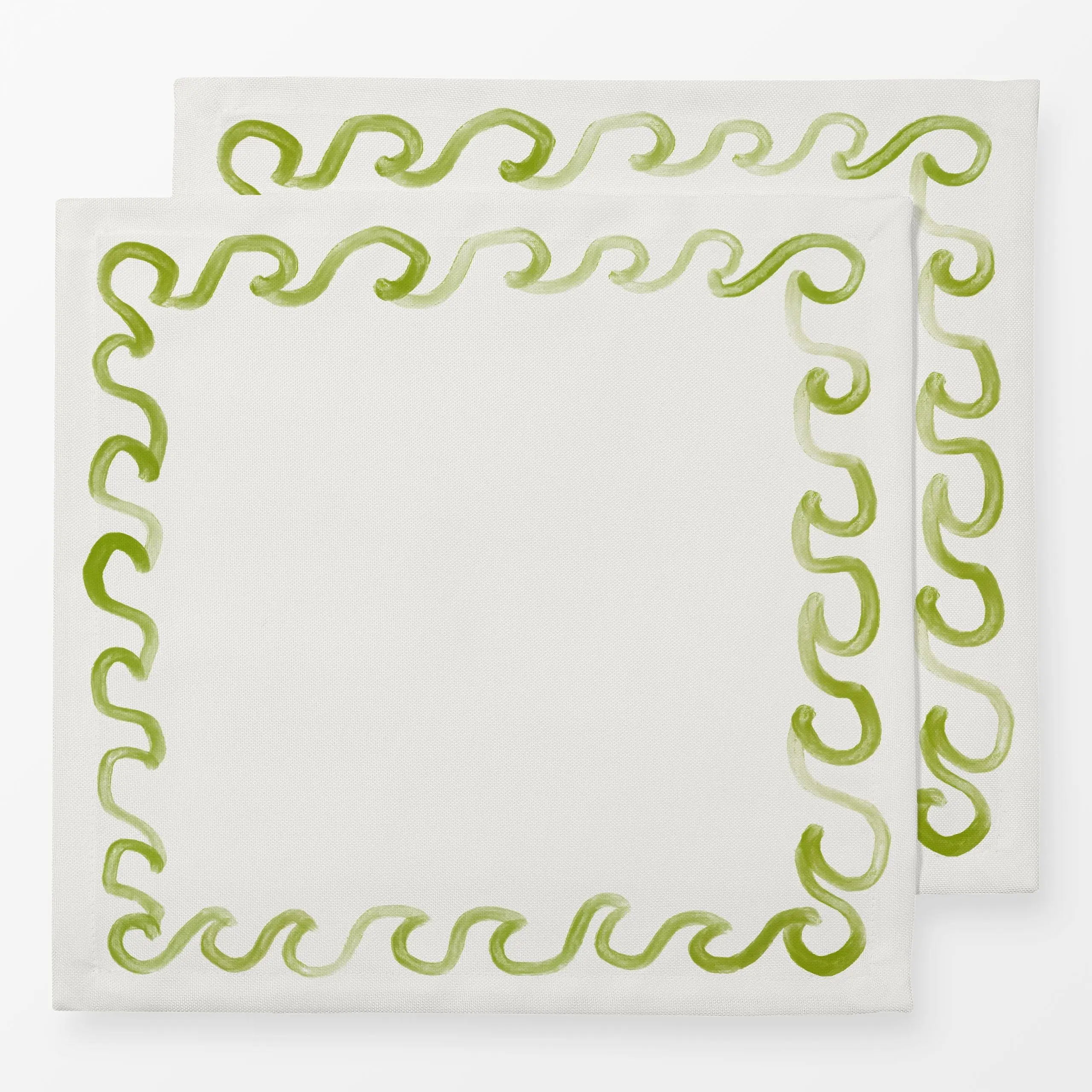 Servietten Wellenrand Grün - Symbole & Muster - von „Sophie Augustin Illustration"; wellen, mediterran, Malerei, keramik, Ra...