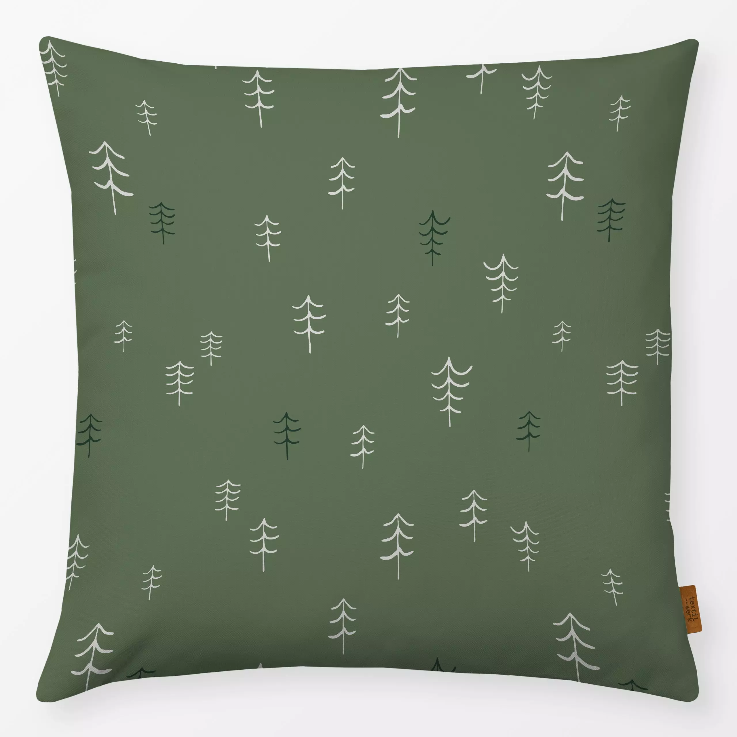Kissen Cosy Christmas Tannen Muster - Weihnachten, Winter - von „Carolin Vonhoff"; Muster, Zeichnung, Wald, Tannenbaum, Weih...